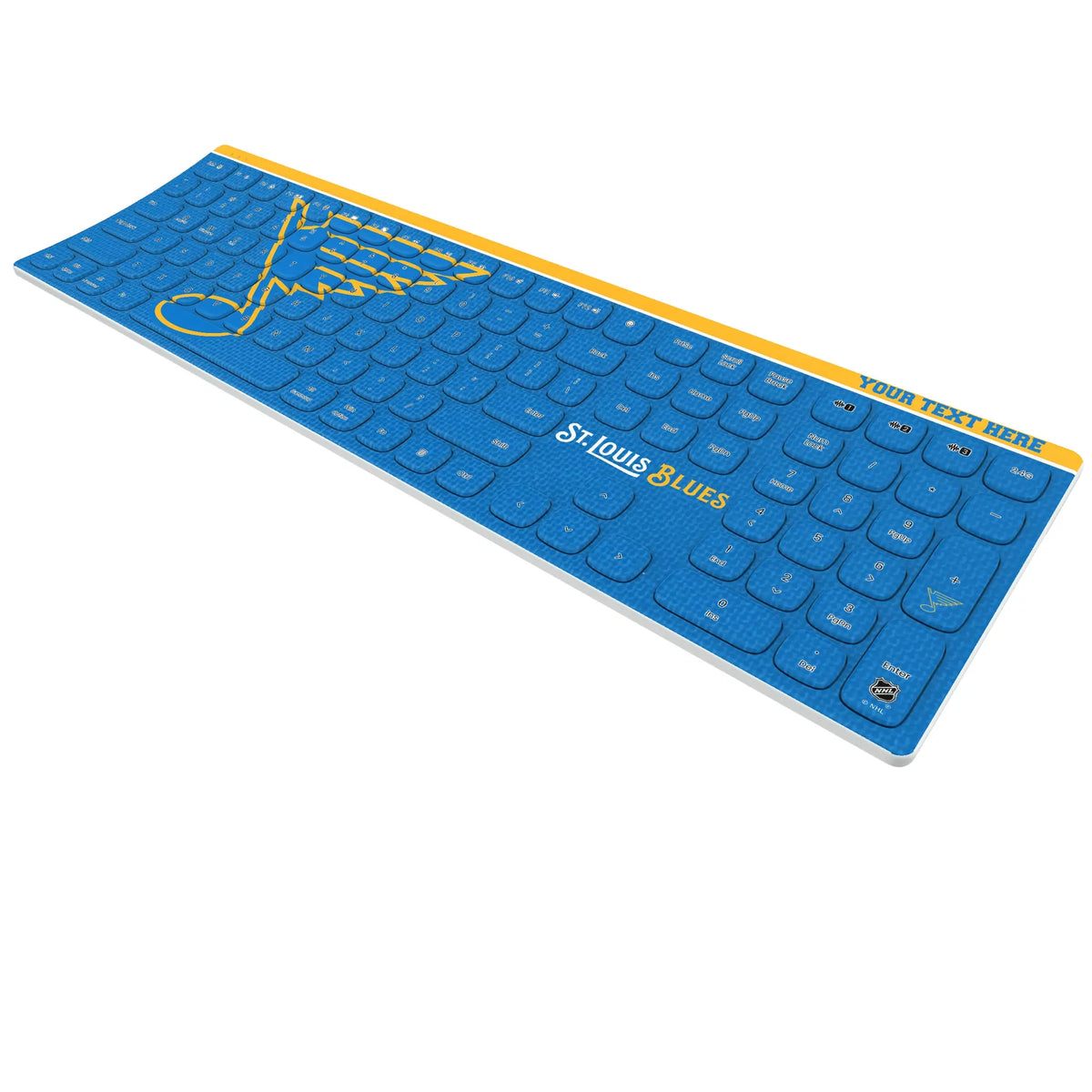 St. Louis Blues Personalized Endzone Solid KKB605 Curved Wireless Keyboard - Isometric View
