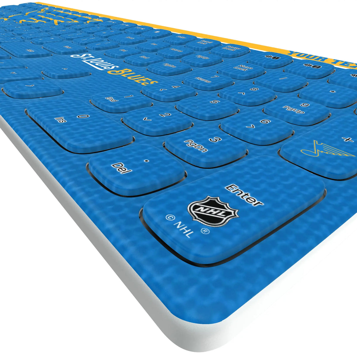 St. Louis Blues Personalized Endzone Solid KKB605 Curved Wireless Keyboard - Detail