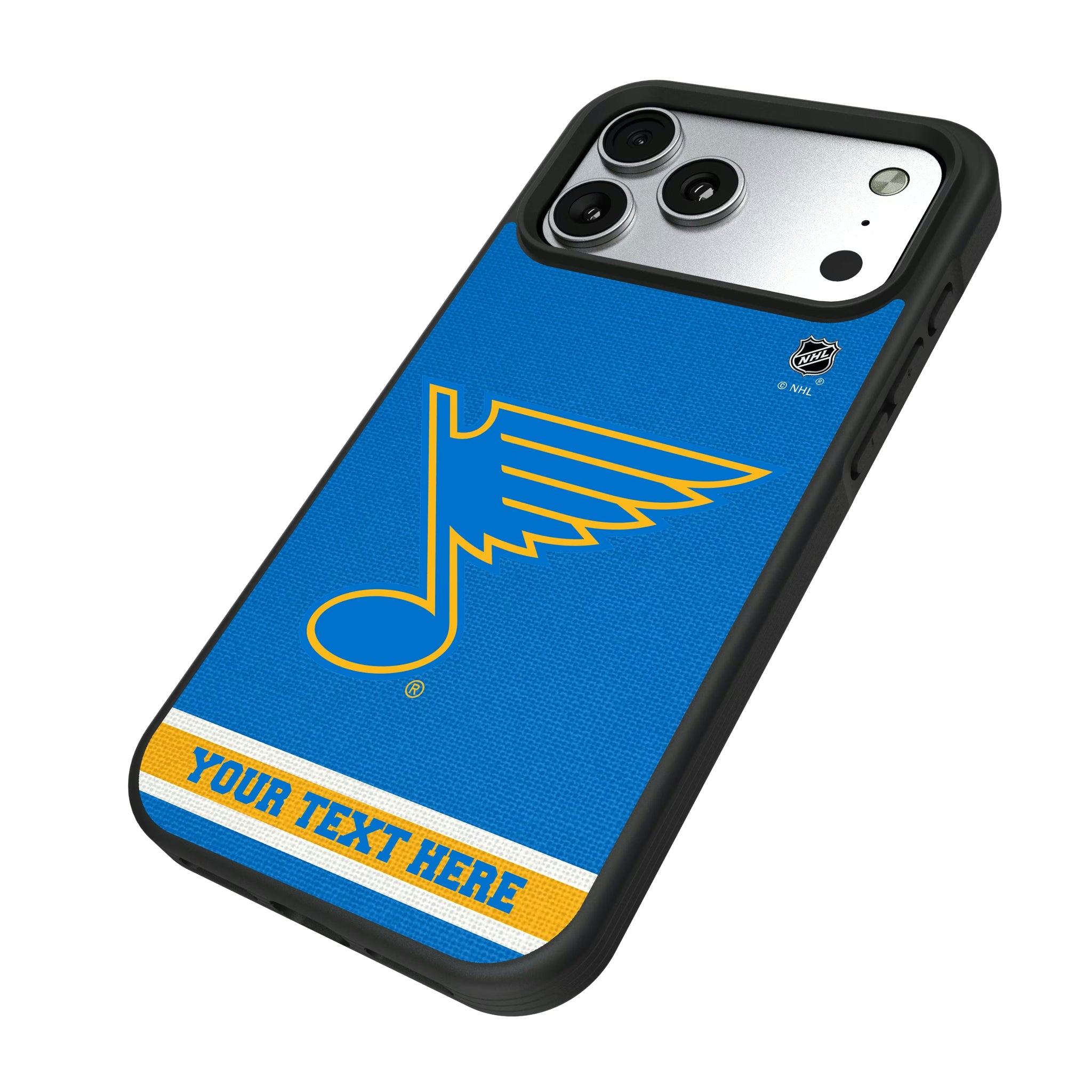 St. Louis Blues Personalized Stripe iPhone Bump Phone Case for Apple iPhone - Isometric View#Device_iPhone 17 Pro Max