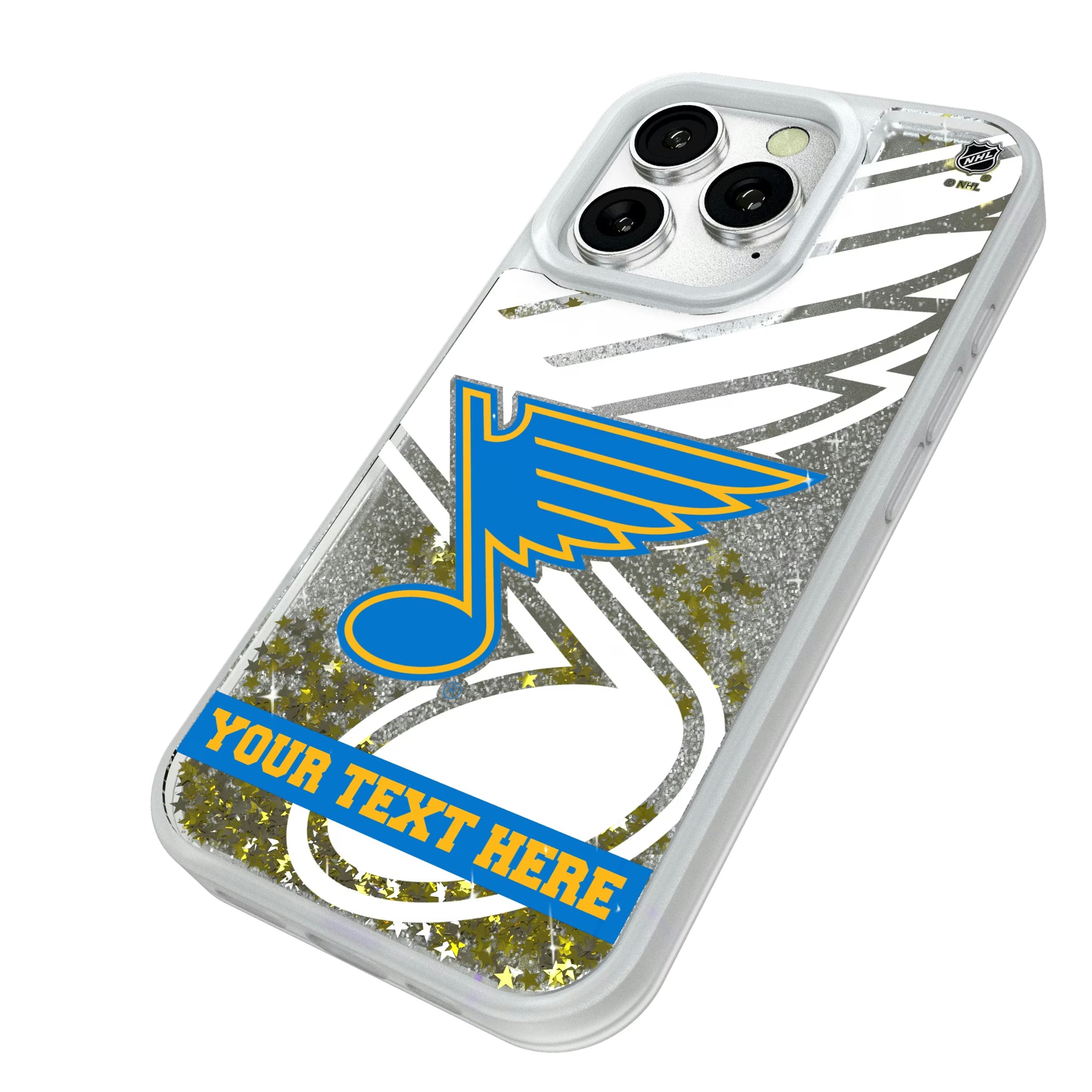 St. Louis Blues Personalized Tilt iPhone Glitter Phone Case for Apple iPhone - Isometric View#Device_iPhone 16 Pro