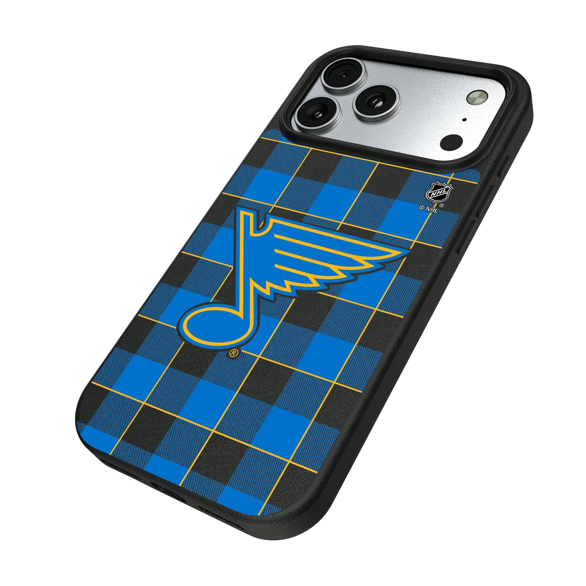 St. Louis Blues Plaid iPhone MagSafe Compatible Phone Case for Apple iPhone - Isometric View#Device_iPhone 17 Pro Max