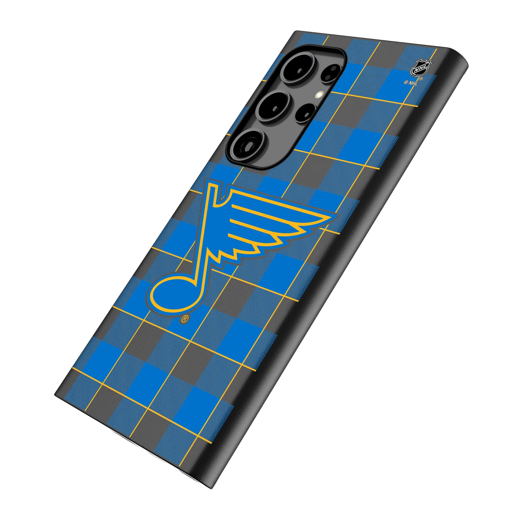 St. Louis Blues Plaid Galaxy MagSafe Compatible Phone Case for Samsung Galaxy - Isometric View