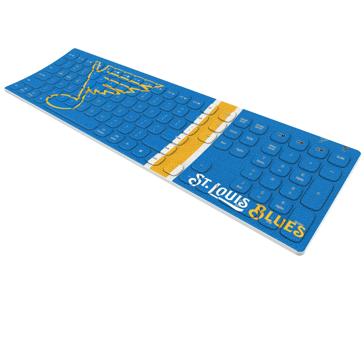 St. Louis Blues Stripe KKB605 Curved Wireless Keyboard - Isometric View