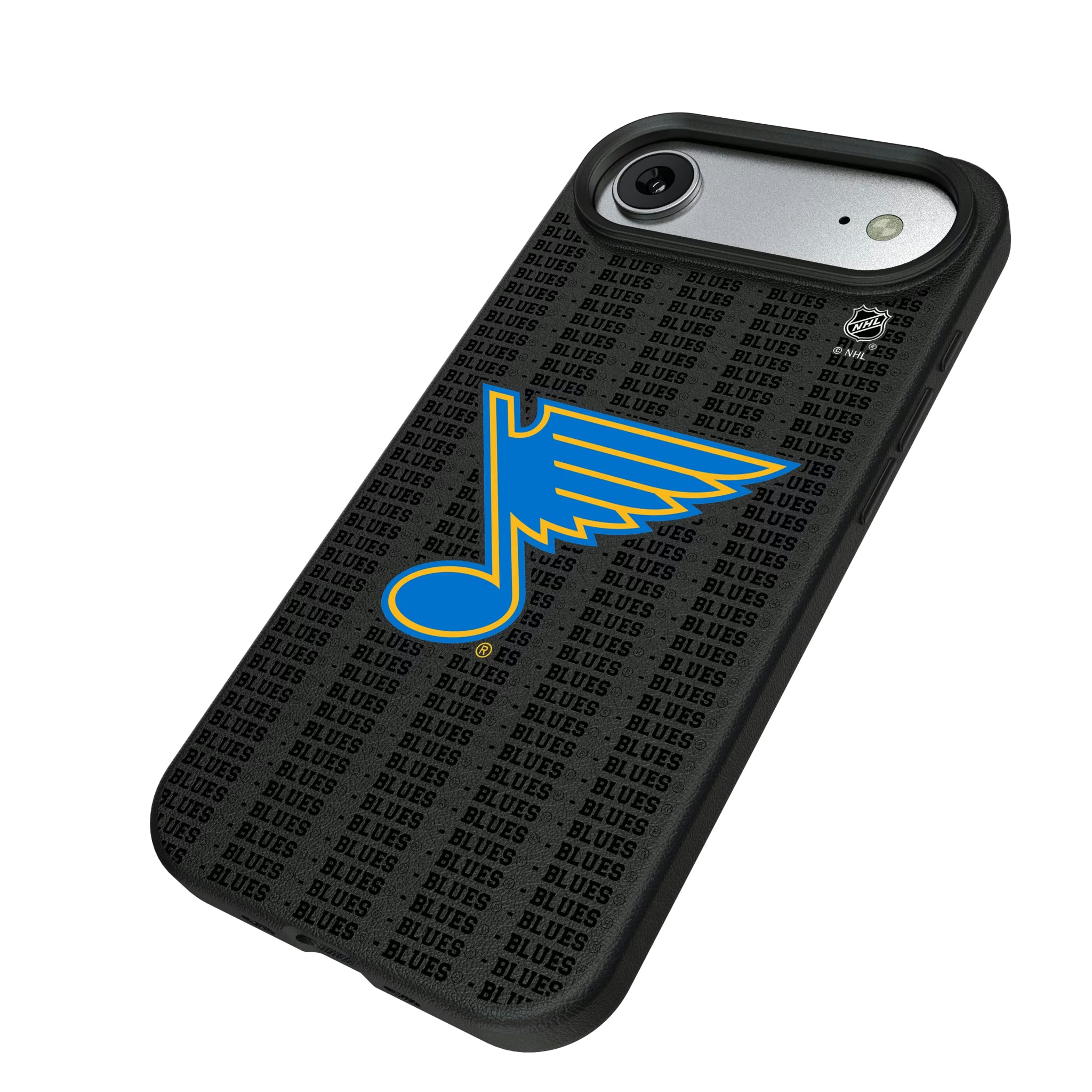 St. Louis Blues Text Backdrop iPhone MagSafe Compatible Phone Case for Apple iPhone - Isometric View#Device_iPhone Air