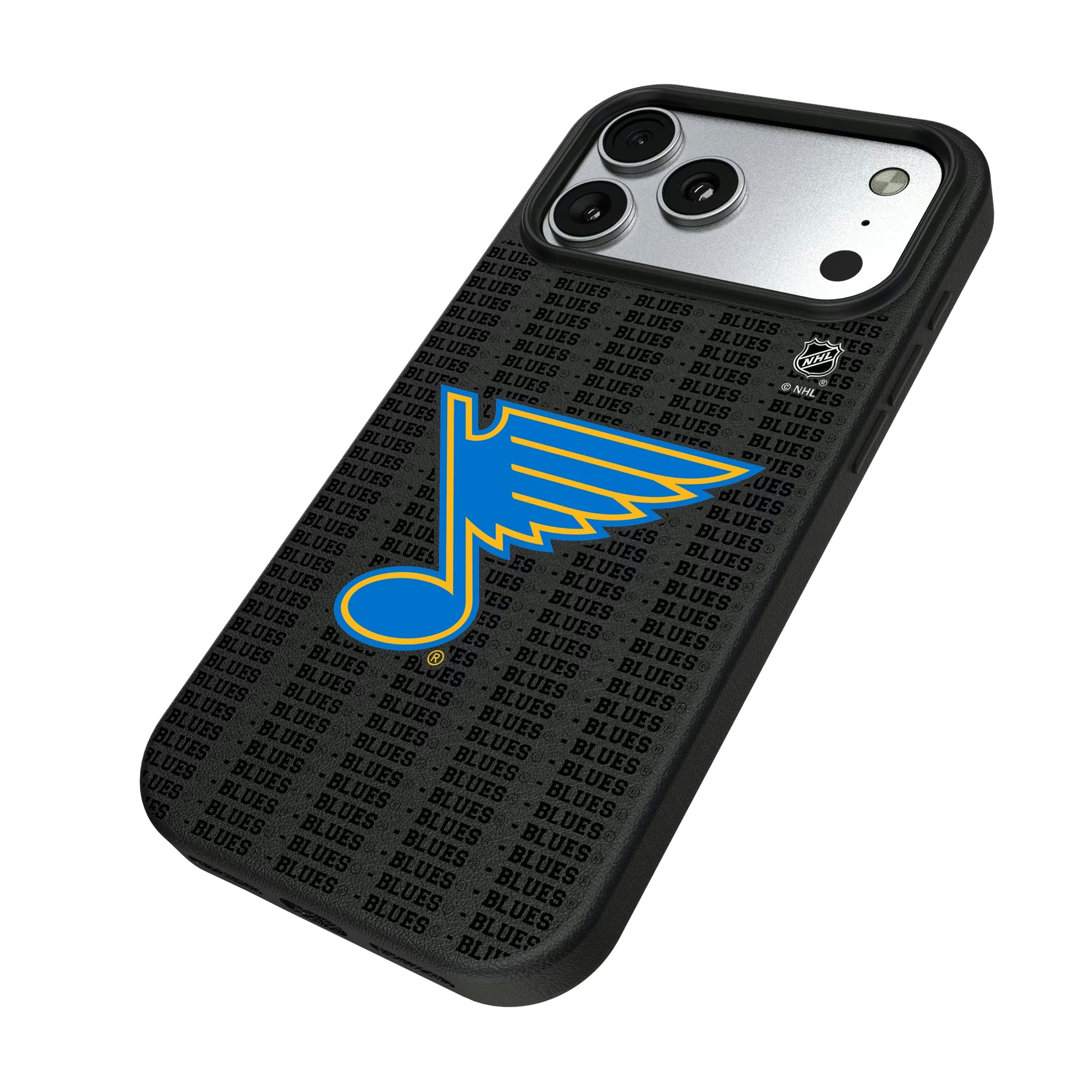 St. Louis Blues Text Backdrop iPhone MagSafe Compatible Phone Case for Apple iPhone - Isometric View#Device_iPhone 17 Pro Max