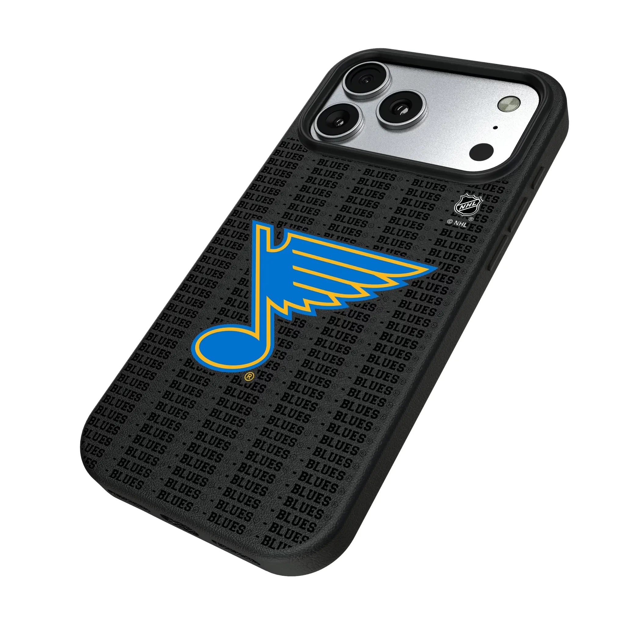 St. Louis Blues Text Backdrop iPhone MagSafe Compatible Phone Case for Apple iPhone - Isometric View#Device_iPhone 17 Pro Max