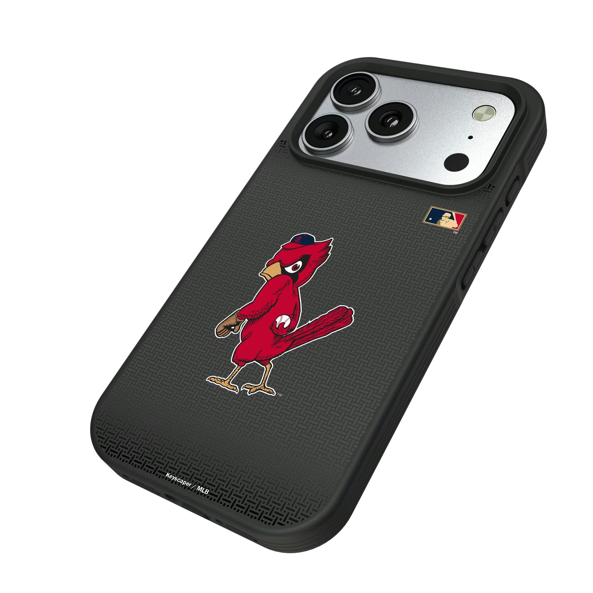 St Louis Cardinals 1950s - Cooperstown Collection Linen iPhone Bump Phone Case for Apple iPhone - Isometric View#Device_iPhone 17 Pro