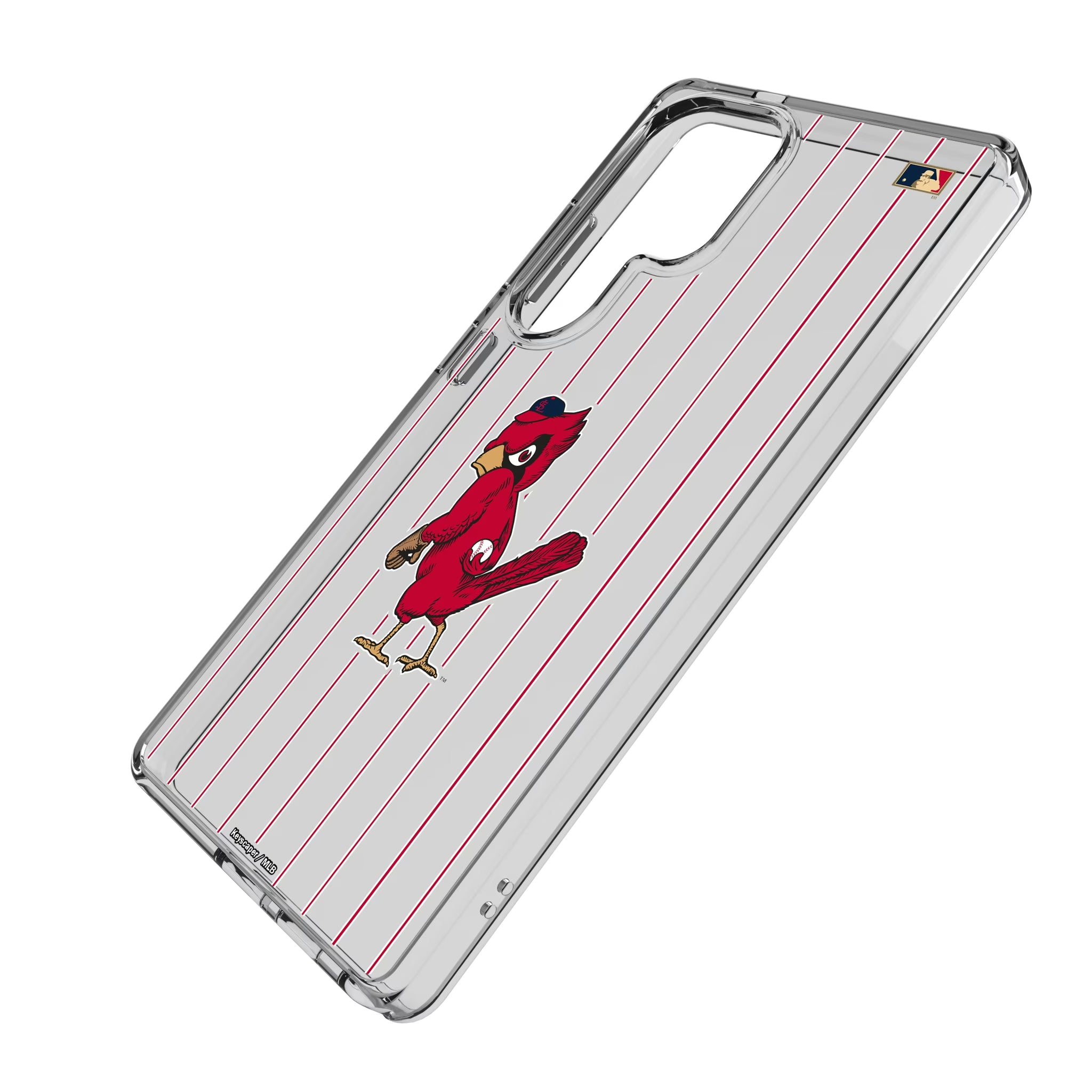 St Louis Cardinals 1950s - Cooperstown Collection Pinstripe Galaxy Clear Phone Case for Samsung Galaxy - Isometric View