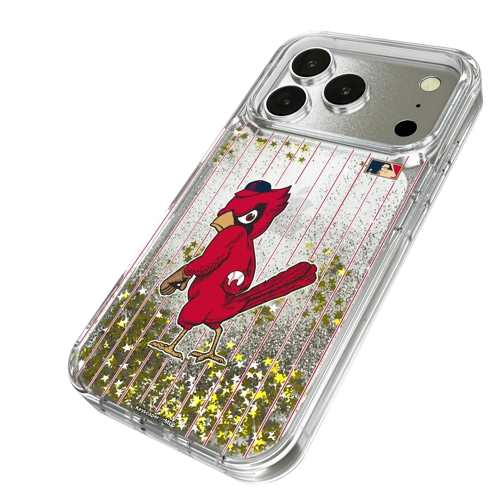 St Louis Cardinals 1950s - Cooperstown Collection Pinstripe iPhone Glitter Phone Case for Apple iPhone - Isometric View