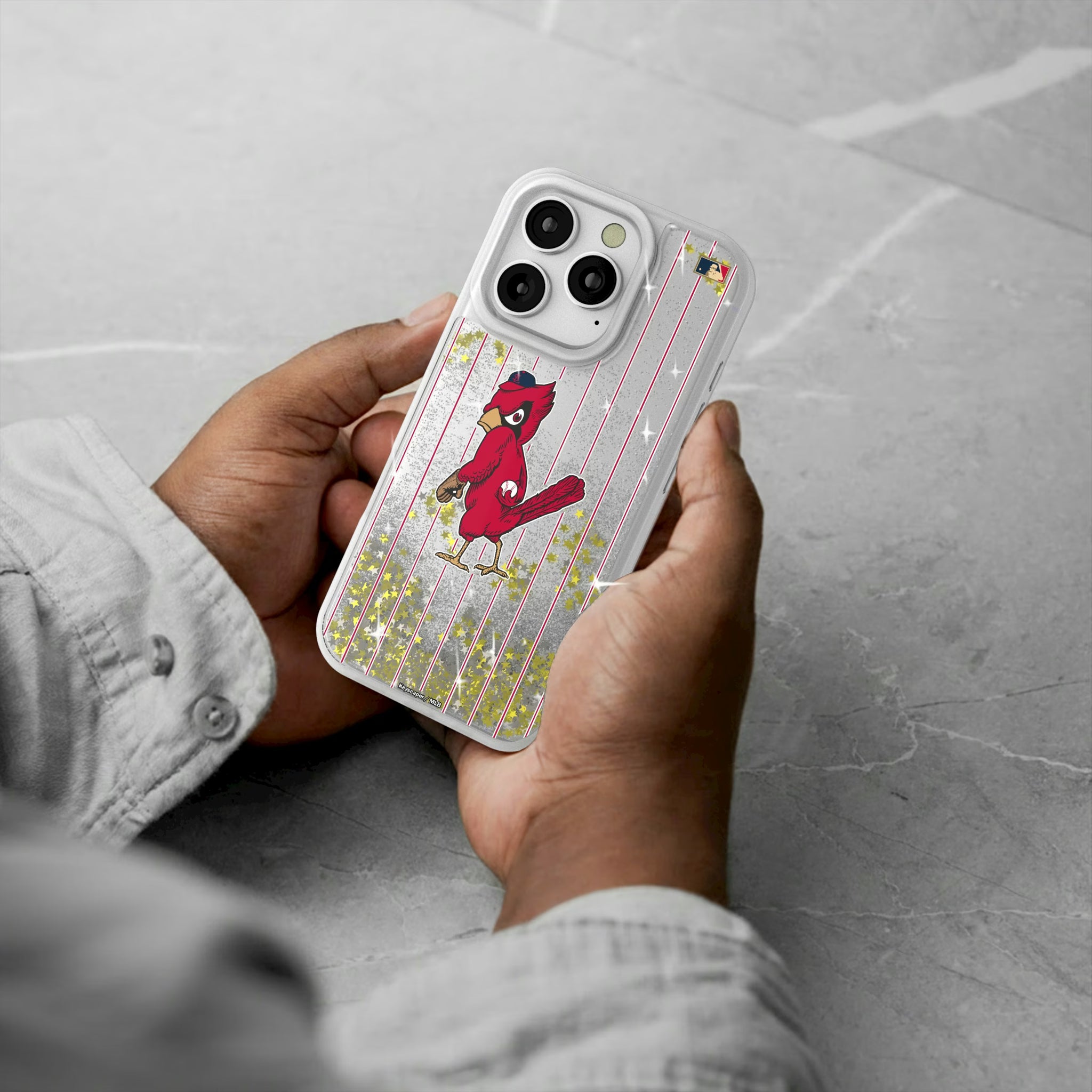 St Louis Cardinals 1950s - Cooperstown Collection Pinstripe iPhone Glitter Phone Case for Apple iPhone - Lifestyle#Device_iPhone 16 Pro