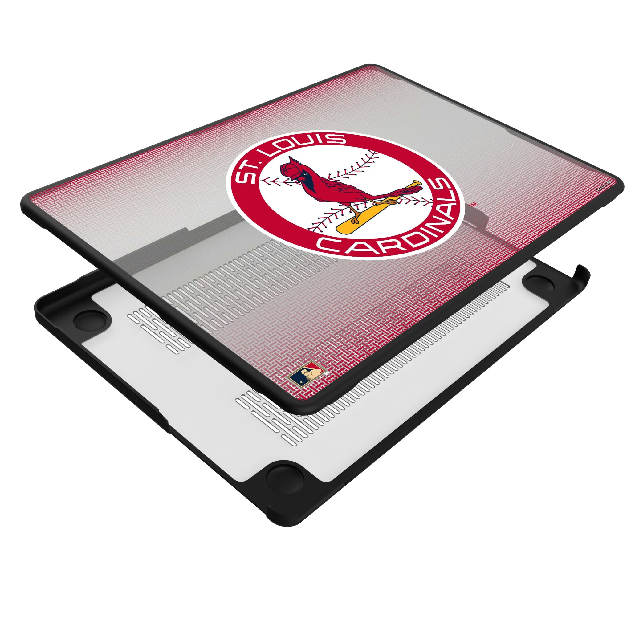 St Louis Cardinals 1966-1997 - Cooperstown Collection Linen MacBook Laptop Case for Apple MacBook - Isometric View#Device_MacBook Pro (14-inch, 2021) / MacBook Pro (14-inch, 2023) / MacBook Pro (14-inch, 2024)