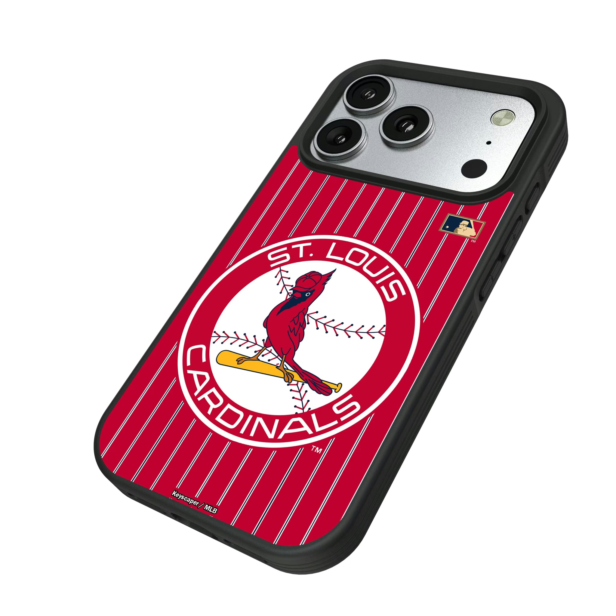 St Louis Cardinals 1966-1997 - Cooperstown Collection Pinstripe iPhone Bump Phone Case for Apple iPhone - Isometric View#Device_iPhone 17 Pro