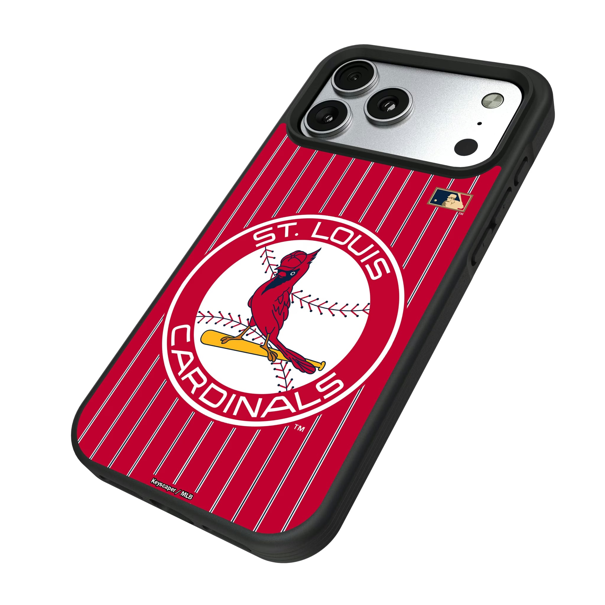 St Louis Cardinals 1966-1997 - Cooperstown Collection Pinstripe iPhone Bump Phone Case for Apple iPhone - Isometric View#Device_iPhone 17 Pro Max