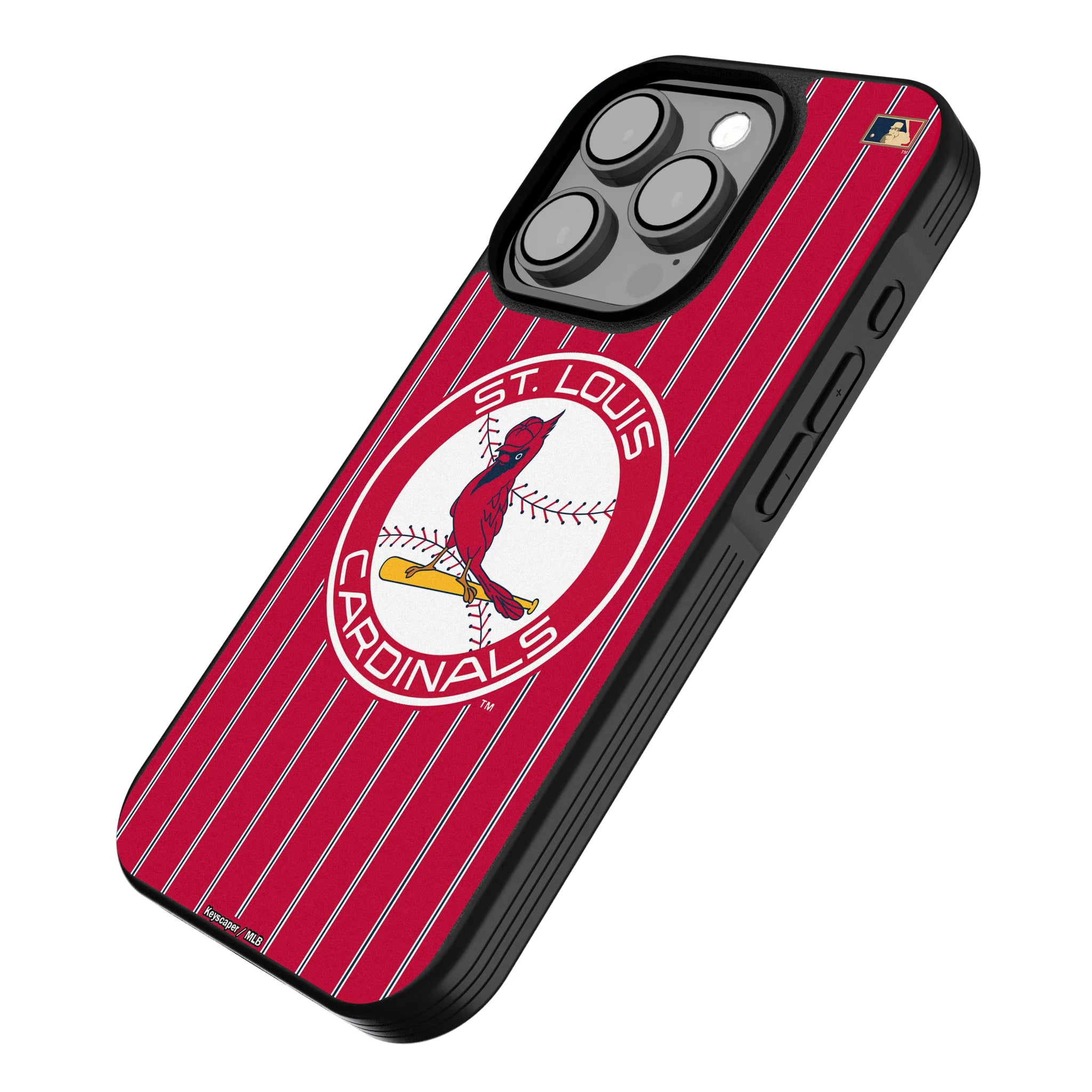 St Louis Cardinals 1966-1997 - Cooperstown Collection Pinstripe iPhone Bump Phone Case for Apple iPhone - Isometric View