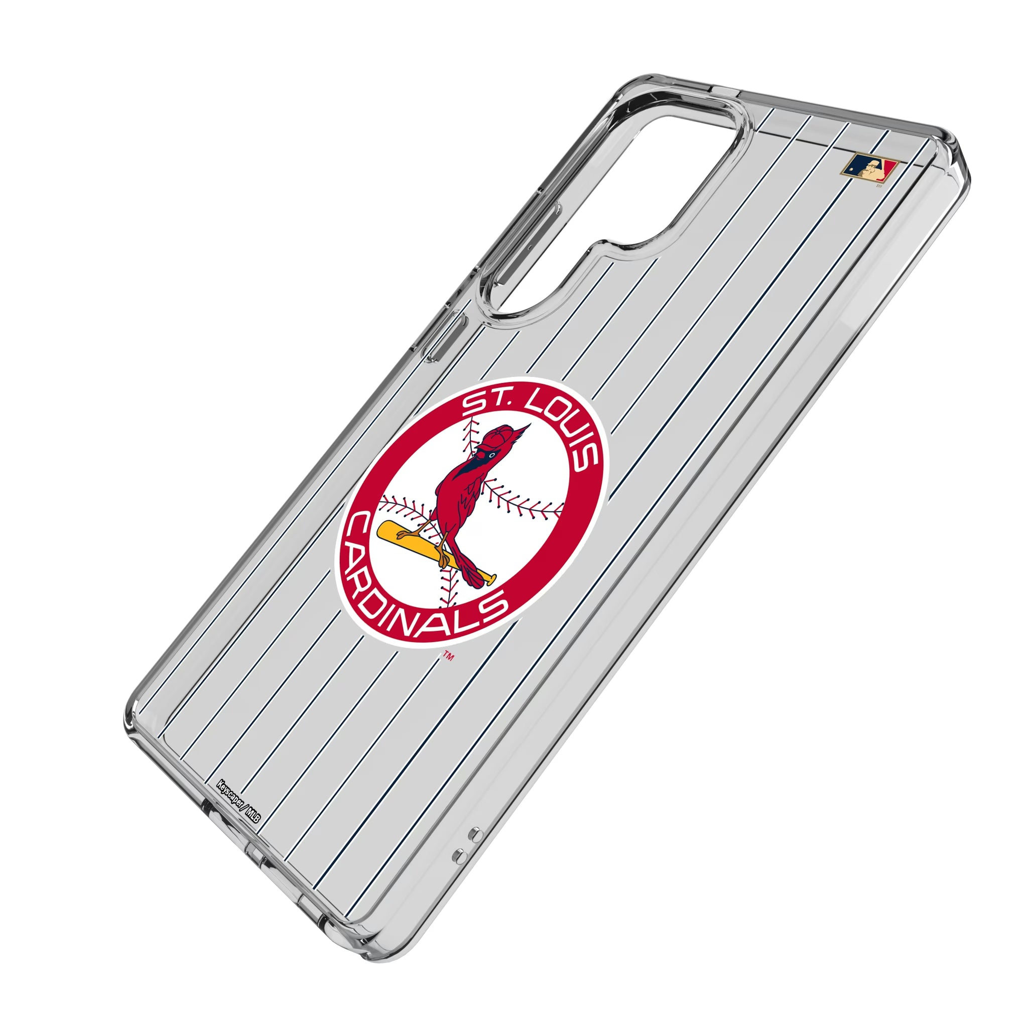 St Louis Cardinals 1966-1997 - Cooperstown Collection Pinstripe Galaxy Clear Phone Case for Samsung Galaxy - Isometric View