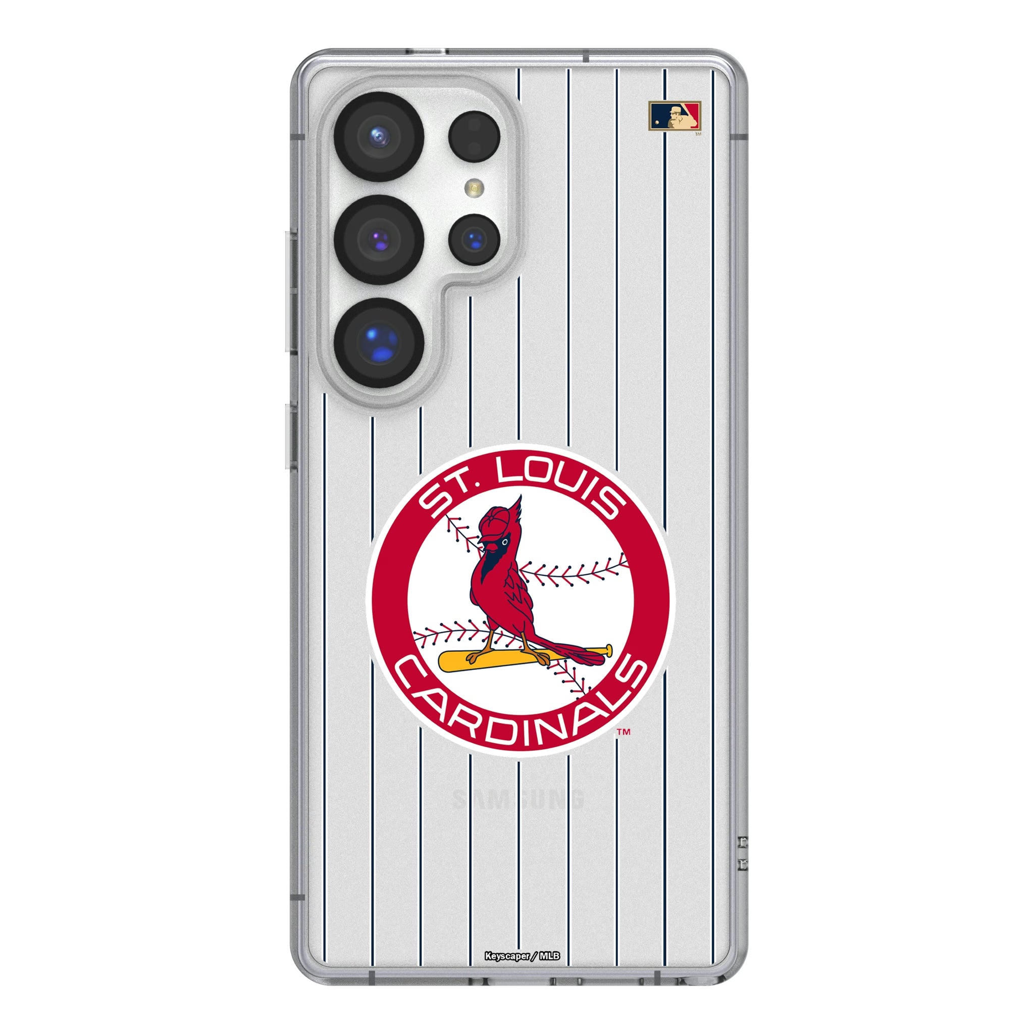 St Louis Cardinals 1966-1997 - Cooperstown Collection Pinstripe Galaxy Clear Phone Case for Samsung Galaxy