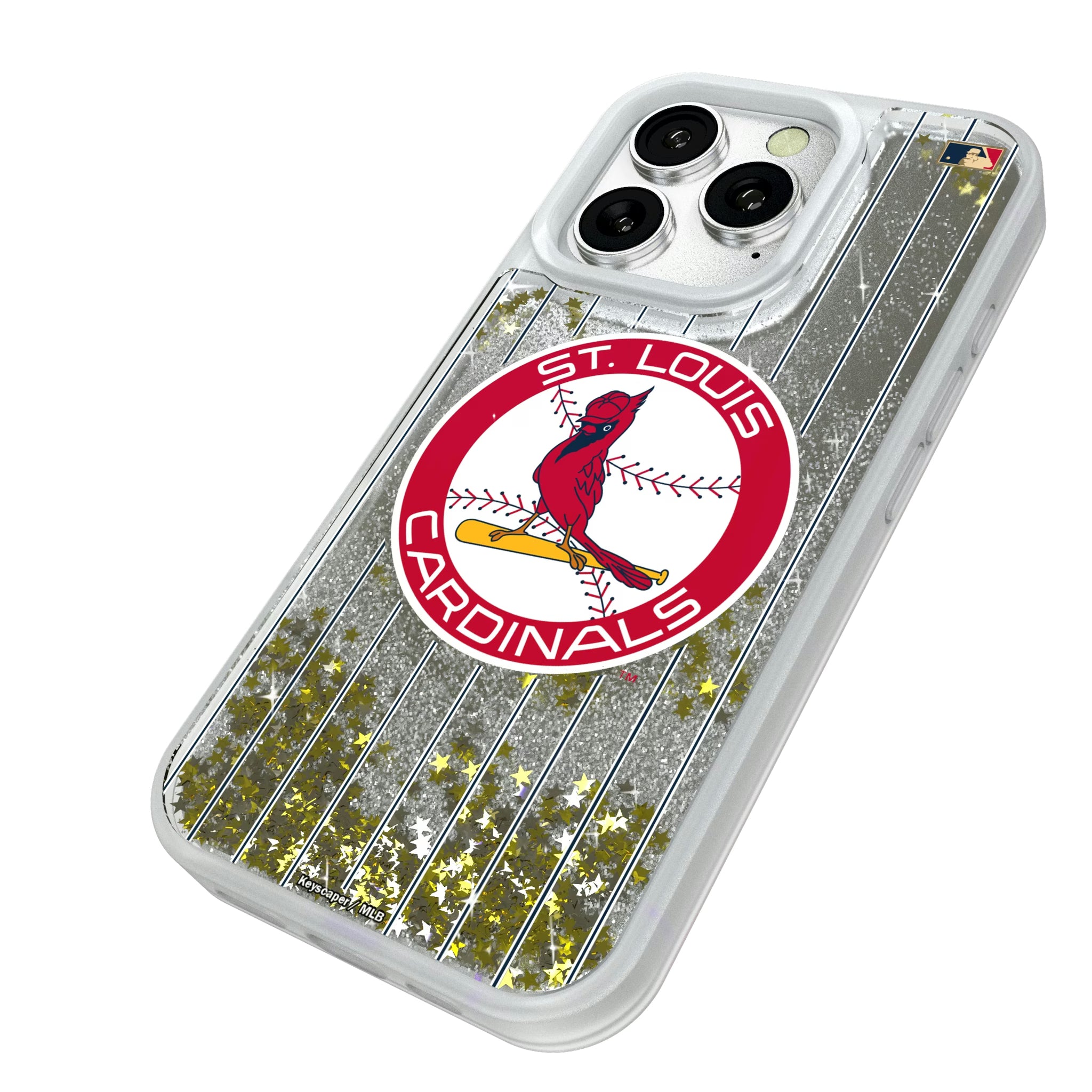 St Louis Cardinals 1966-1997 - Cooperstown Collection Pinstripe iPhone Glitter Phone Case for Apple iPhone - Isometric View#Device_iPhone 16 Pro