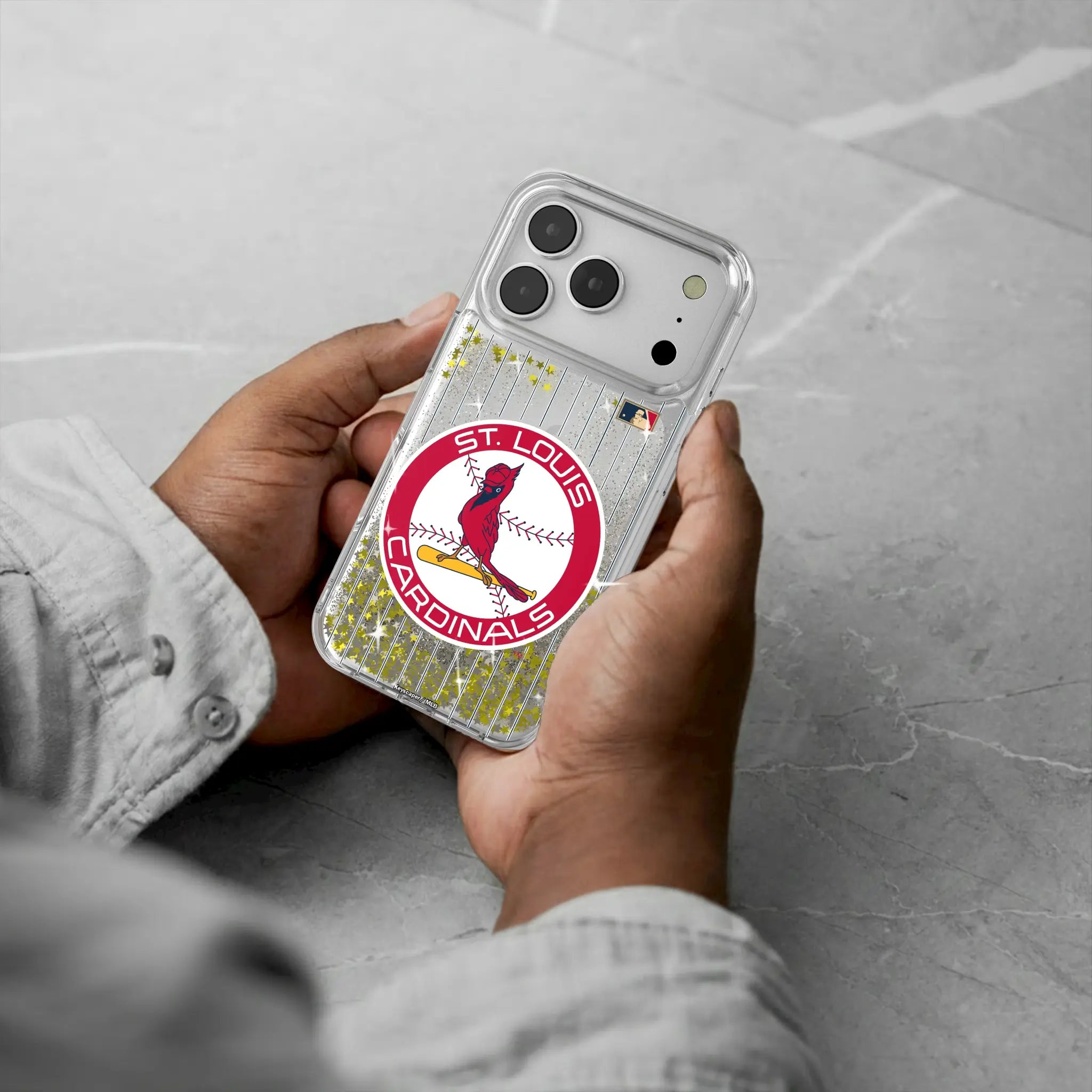 St Louis Cardinals 1966-1997 - Cooperstown Collection Pinstripe iPhone Glitter Phone Case for Apple iPhone - Lifestyle