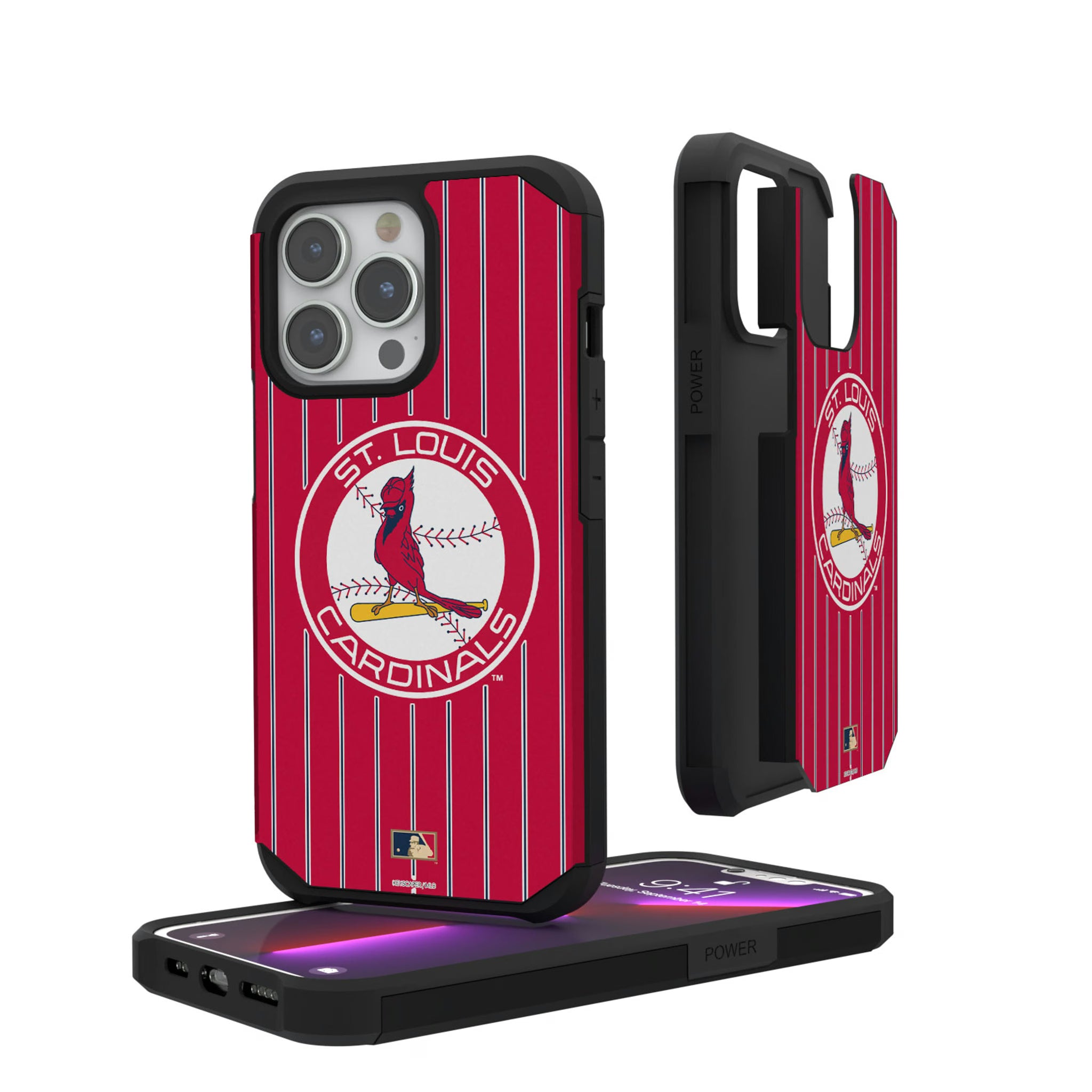 St Louis Cardinals 1966-1997 - Cooperstown Collection Pinstripe iPhone Rugged Phone Case for Apple iPhone