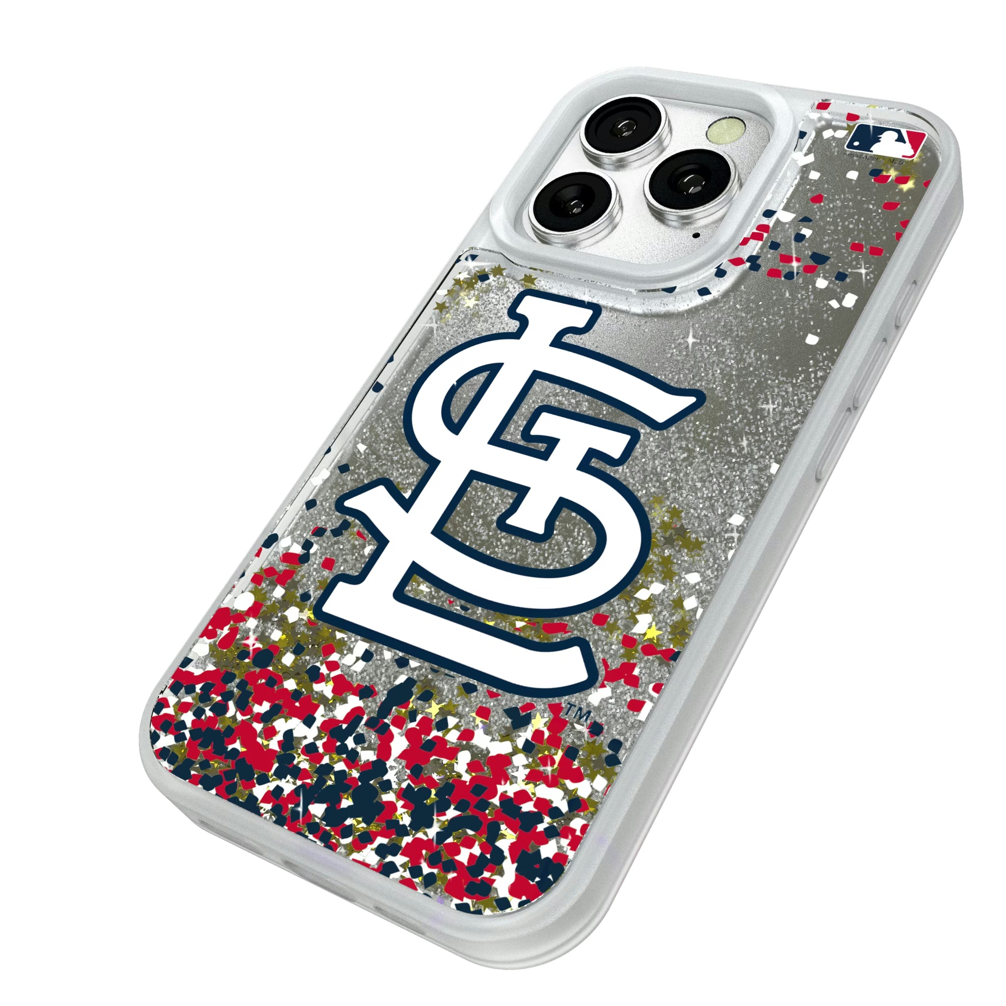 St Louis Cardinals Confetti iPhone Glitter Phone Case for Apple iPhone - Isometric View#Device_iPhone 16 Pro