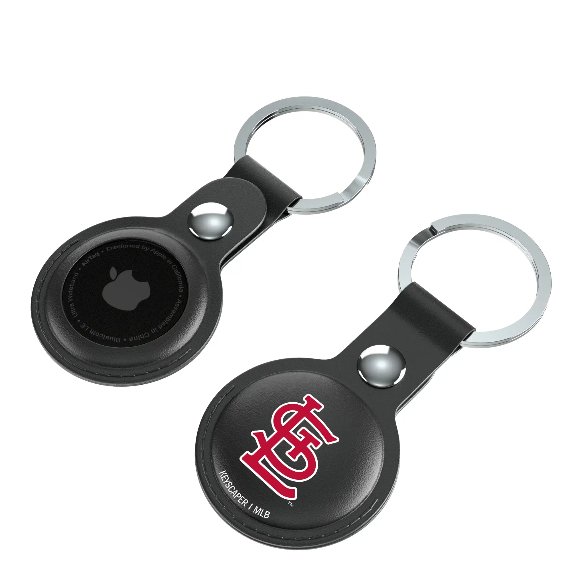 St Louis Cardinals Insignia AirTag Black Airtag Holder 2-Pack - Isometric View