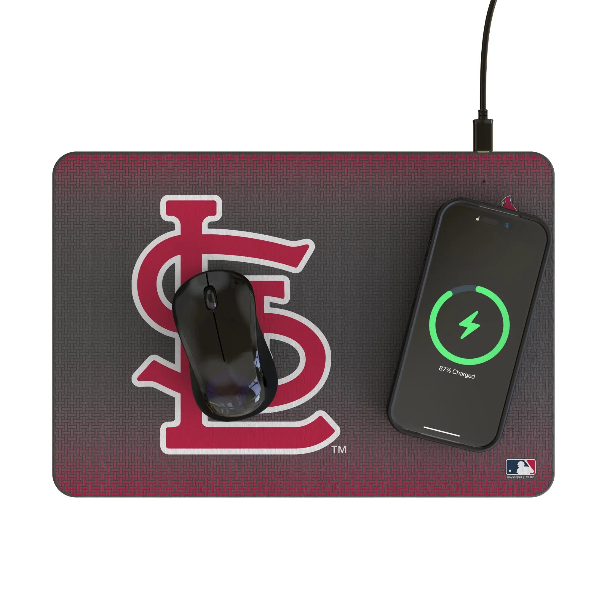 St Louis Cardinals Linen 15-Watt Wireless Charger and Mouse Pad - Lifestyle