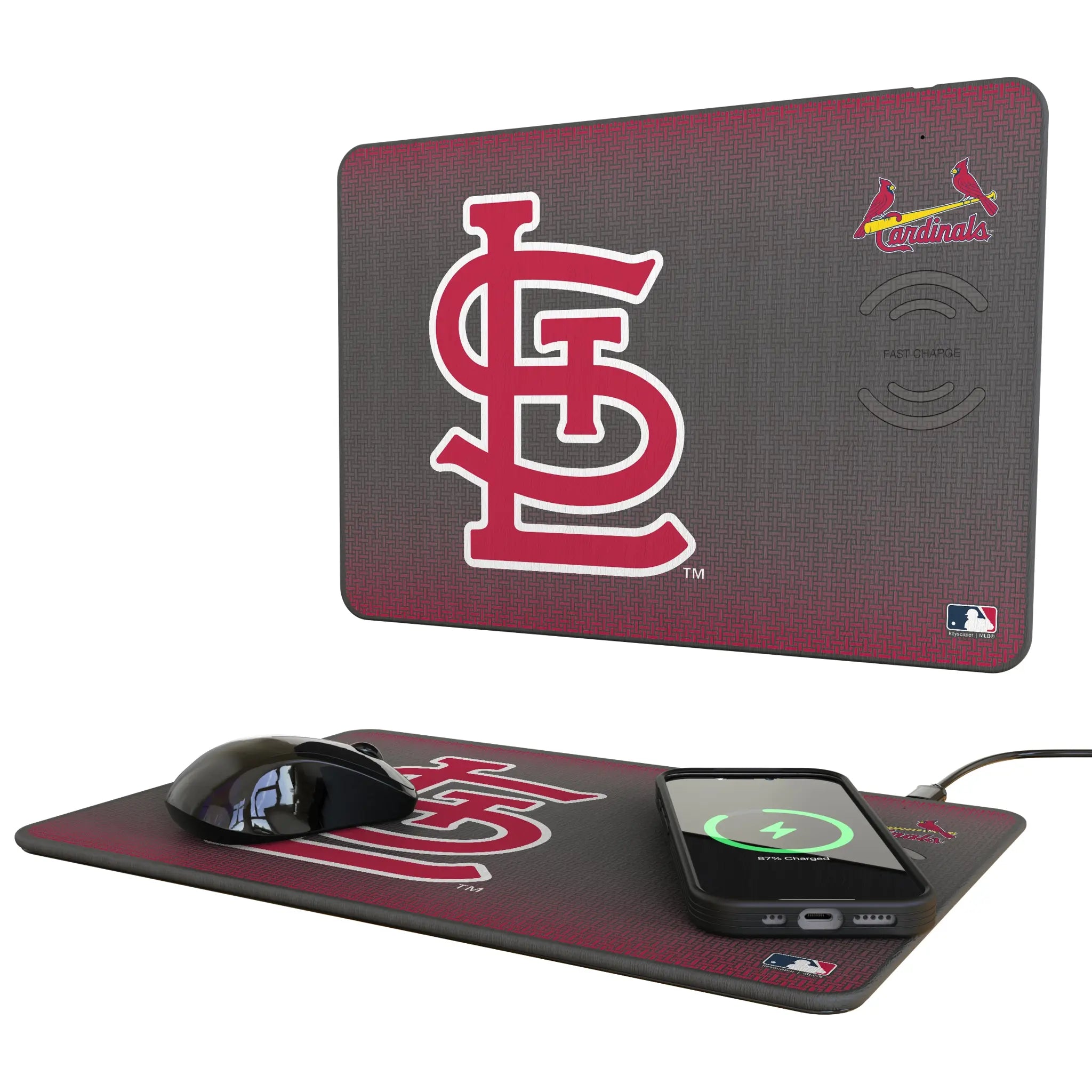 St Louis Cardinals Linen 15-Watt Wireless Charger and Mouse Pad