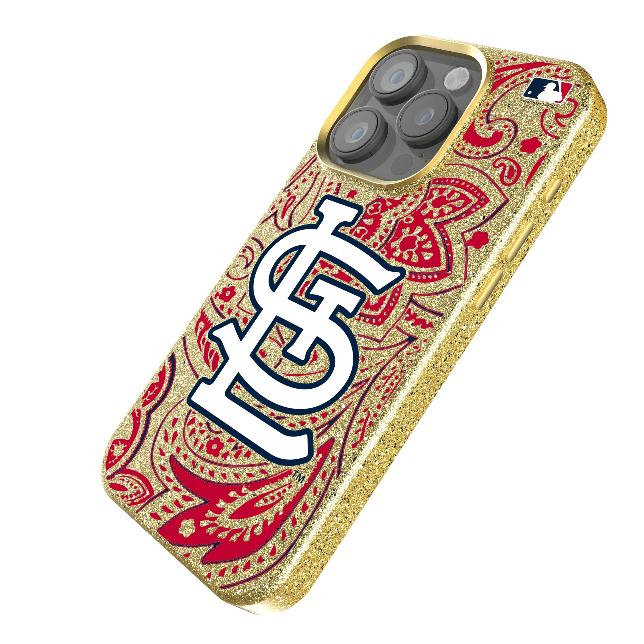 St Louis Cardinals Paisley iPhone Bling Phone Case for Apple iPhone - Isometric View
