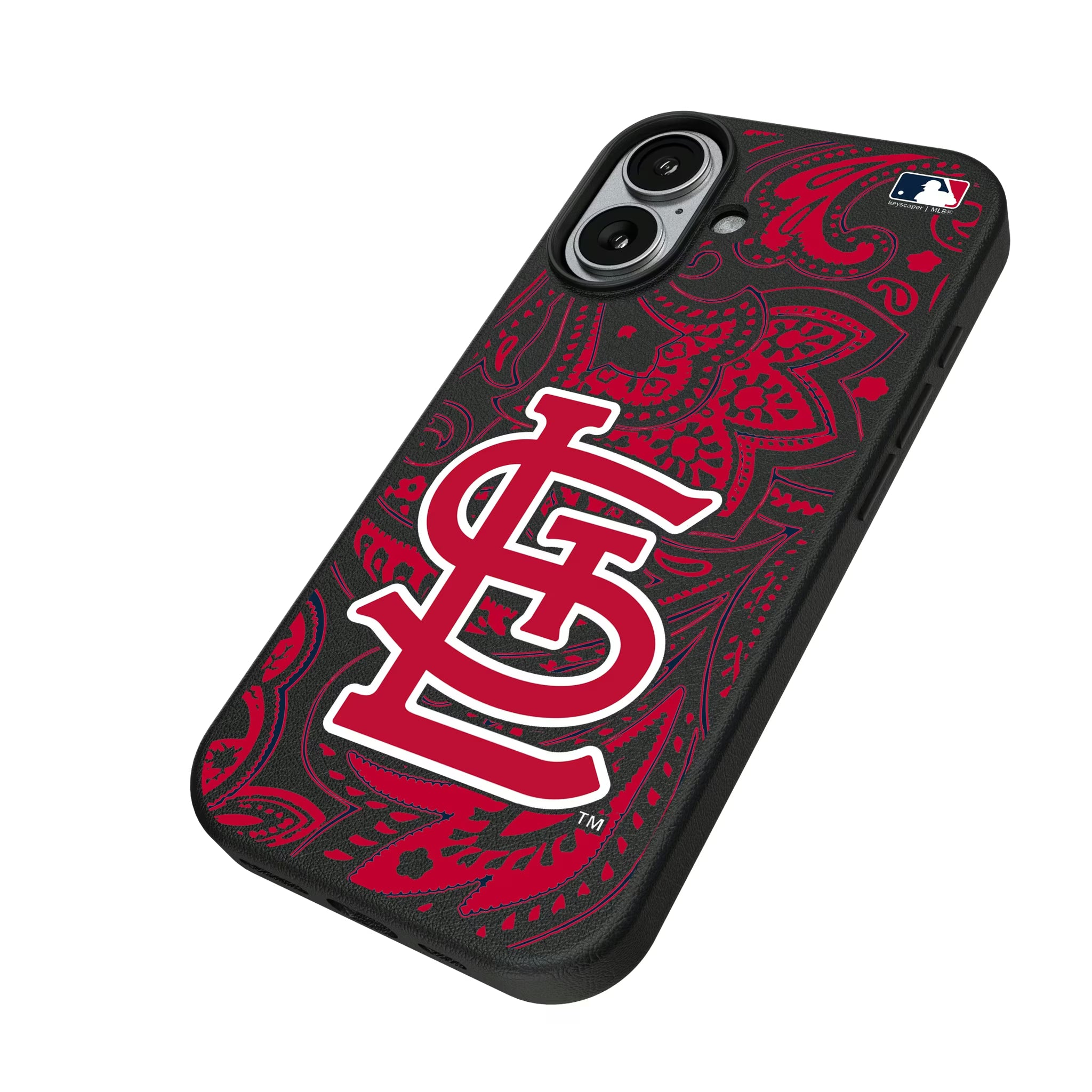 St Louis Cardinals Paisley iPhone MagSafe Compatible Phone Case for Apple iPhone - Isometric View#Device_iPhone 17