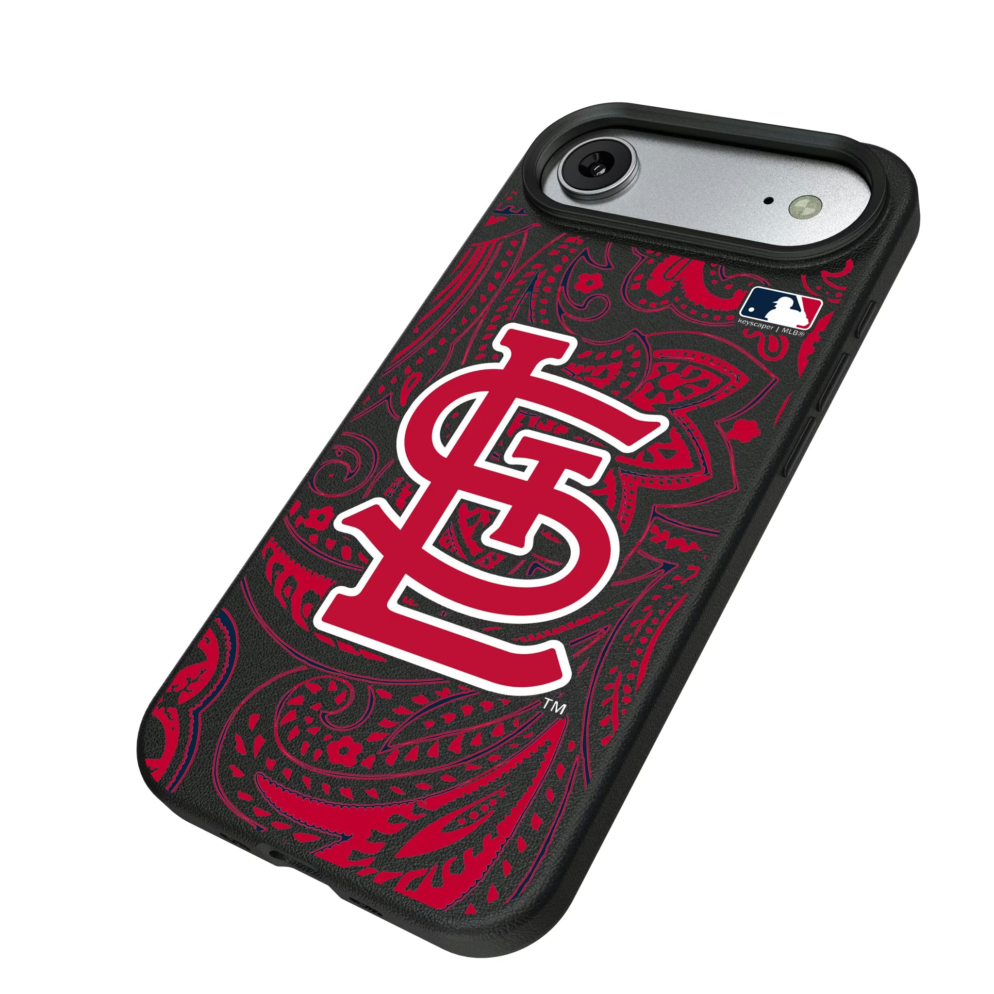 St Louis Cardinals Paisley iPhone MagSafe Compatible Phone Case for Apple iPhone - Isometric View#Device_iPhone Air