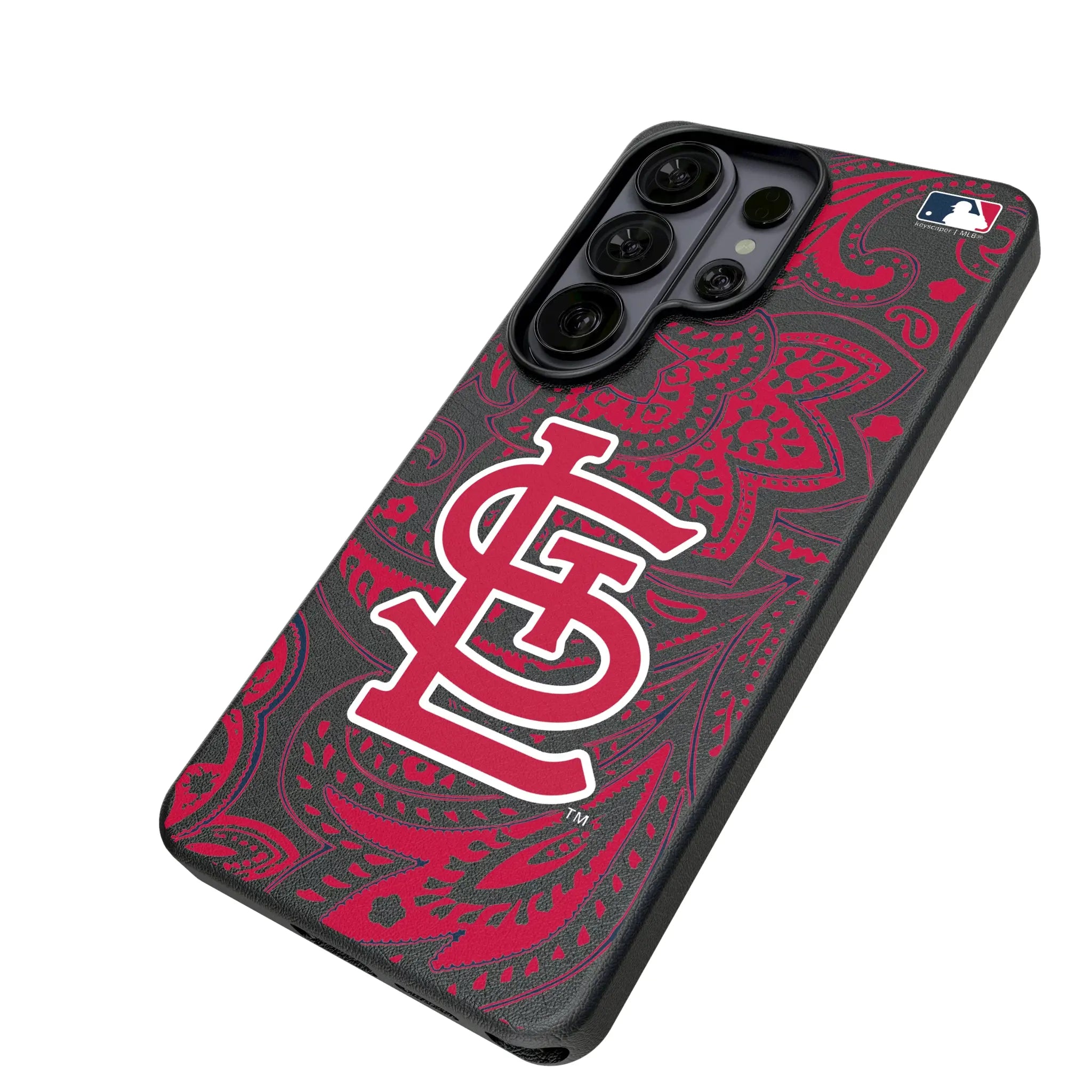 St Louis Cardinals Paisley Galaxy MagSafe Compatible Phone Case for Samsung Galaxy - Isometric View#Device_Galaxy S26 Ultra