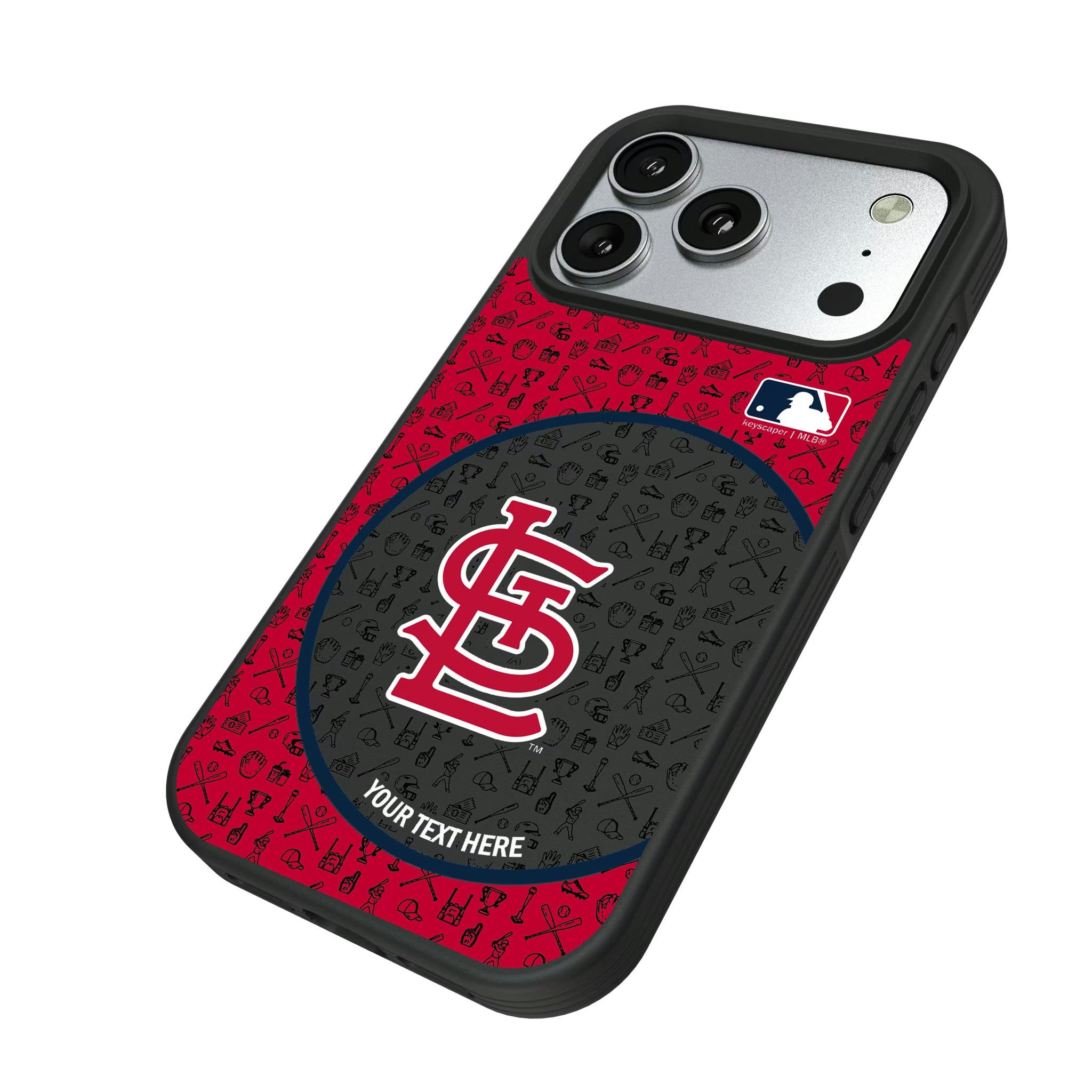 St Louis Cardinals Personalized Circle iPhone Bump Phone Case for Apple iPhone - Isometric View#Device_iPhone 17 Pro