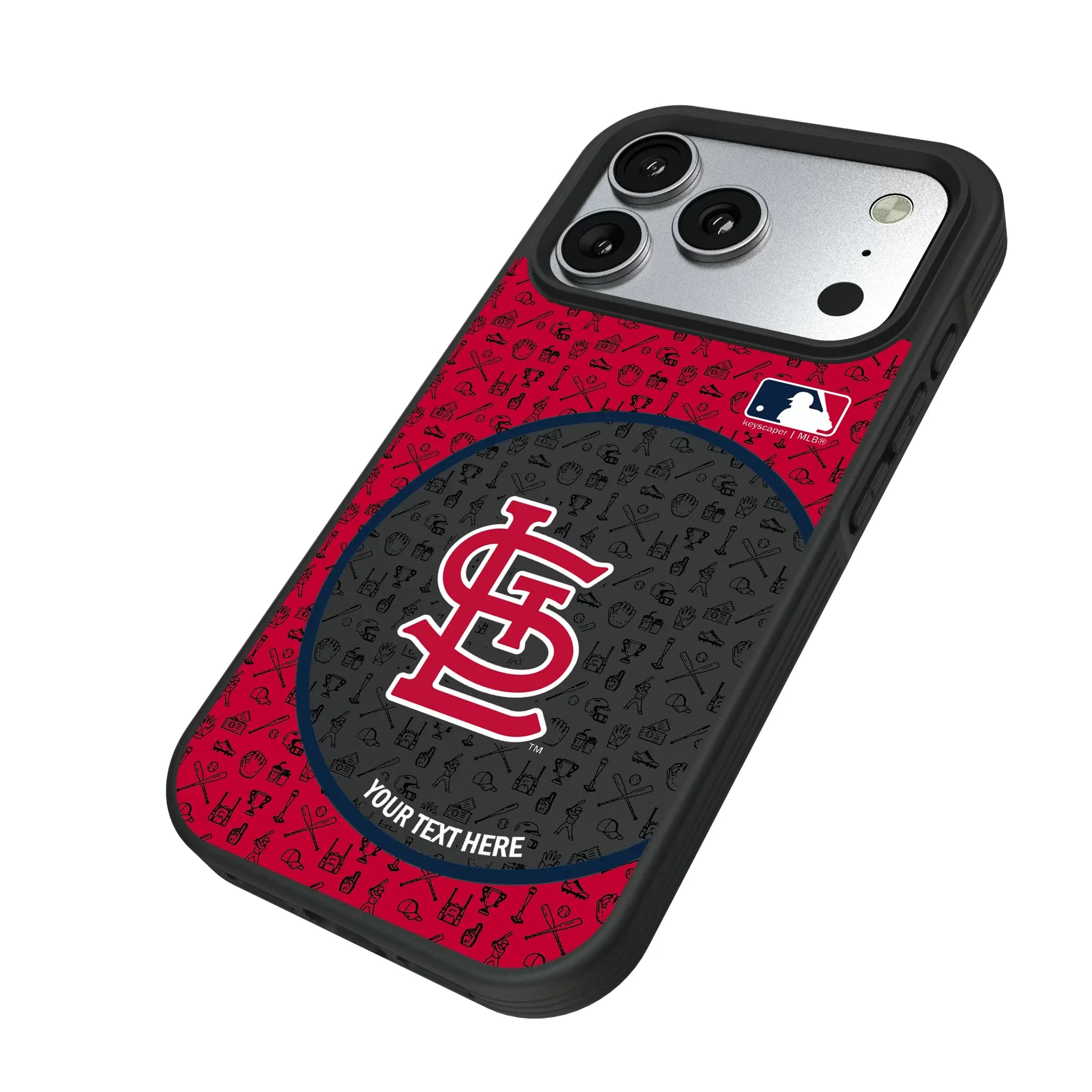 St Louis Cardinals Personalized Circle iPhone Bump Phone Case for Apple iPhone - Isometric View#Device_iPhone 17 Pro