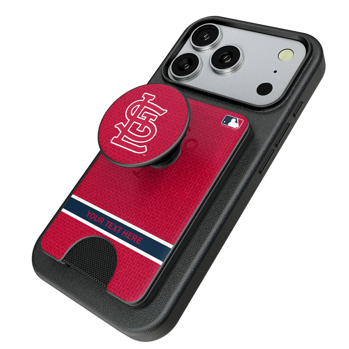 St Louis Cardinals Personalized Endzone Solid Popsockets Wallet Magnetic - Isometric View