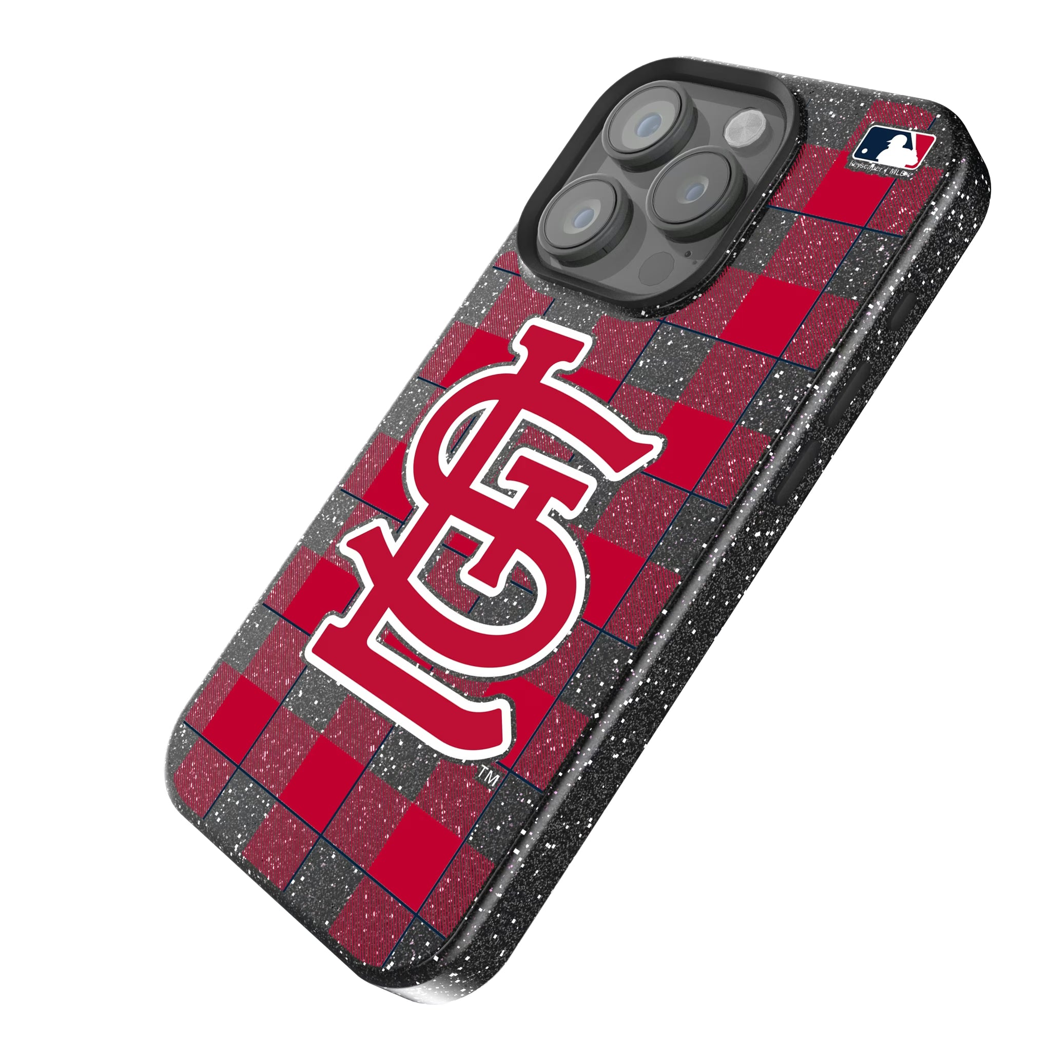 St Louis Cardinals Plaid iPhone Bling Phone Case for Apple iPhone - Isometric View