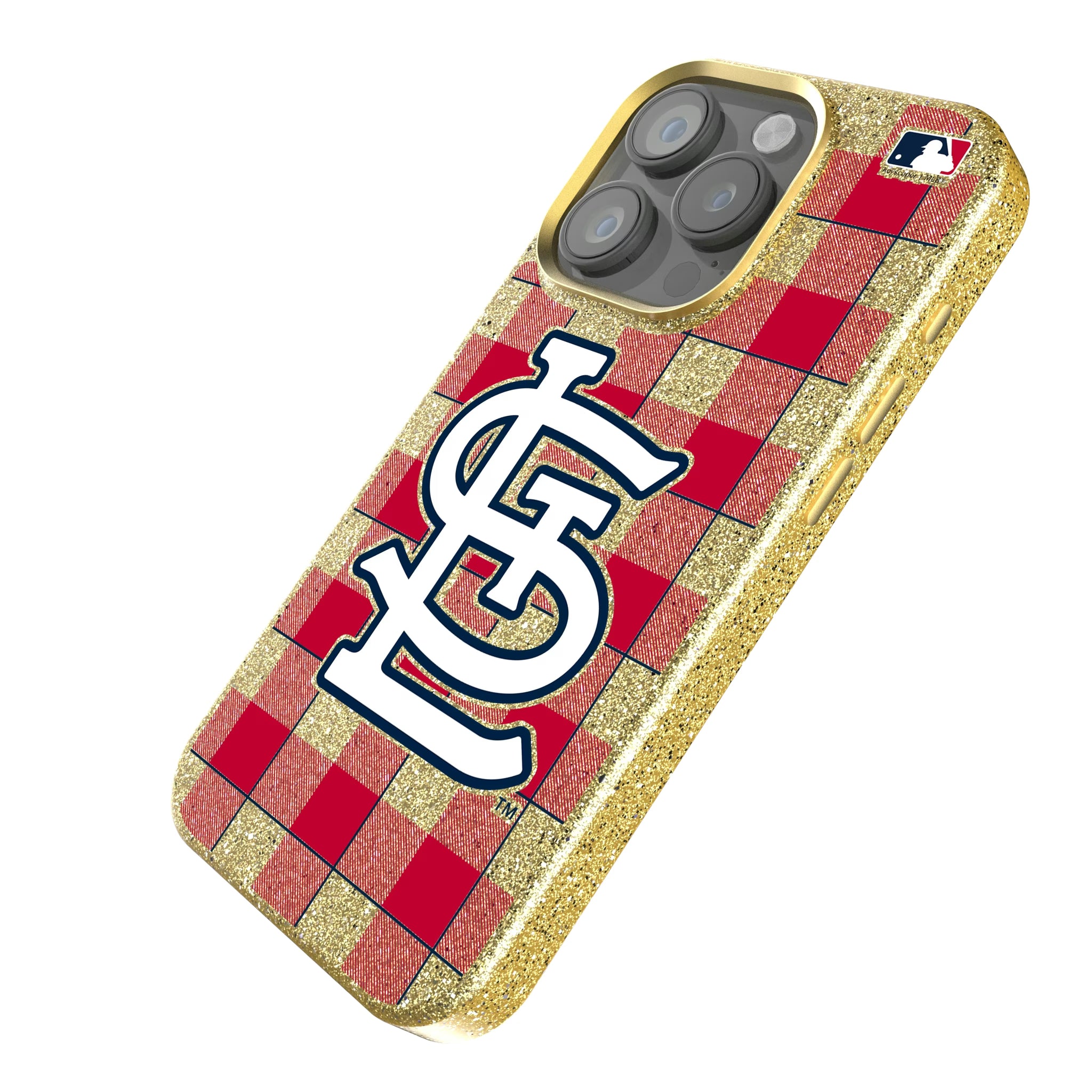 St Louis Cardinals Plaid iPhone Bling Phone Case for Apple iPhone - Isometric View