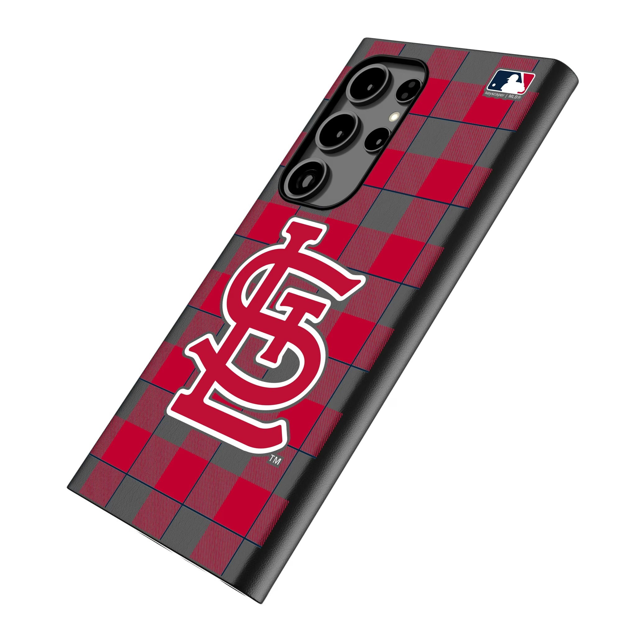 St Louis Cardinals Plaid Galaxy MagSafe Compatible Phone Case for Samsung Galaxy - Isometric View