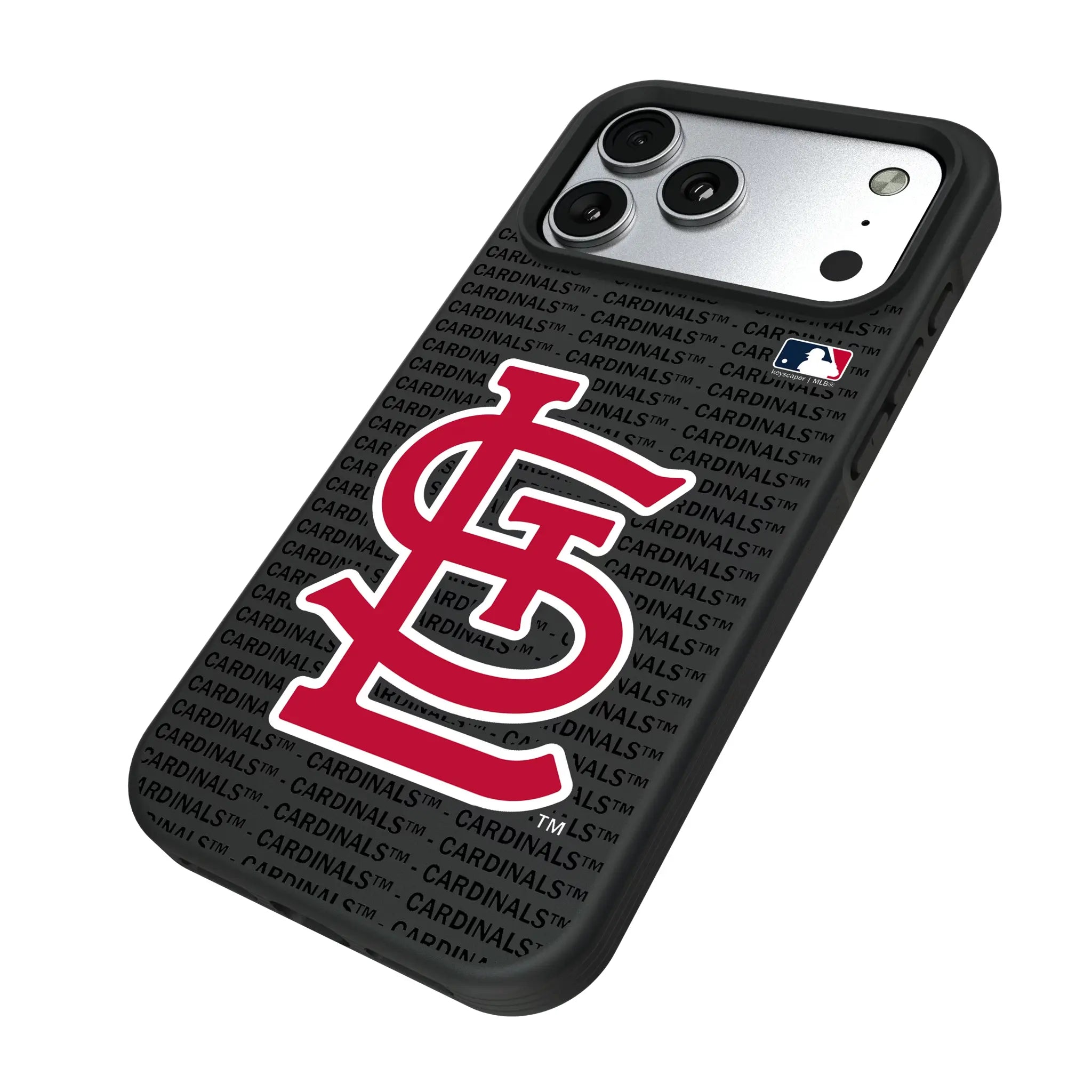 St Louis Cardinals Text Backdrop iPhone Bump Phone Case for Apple iPhone - Isometric View#Device_iPhone 17 Pro Max