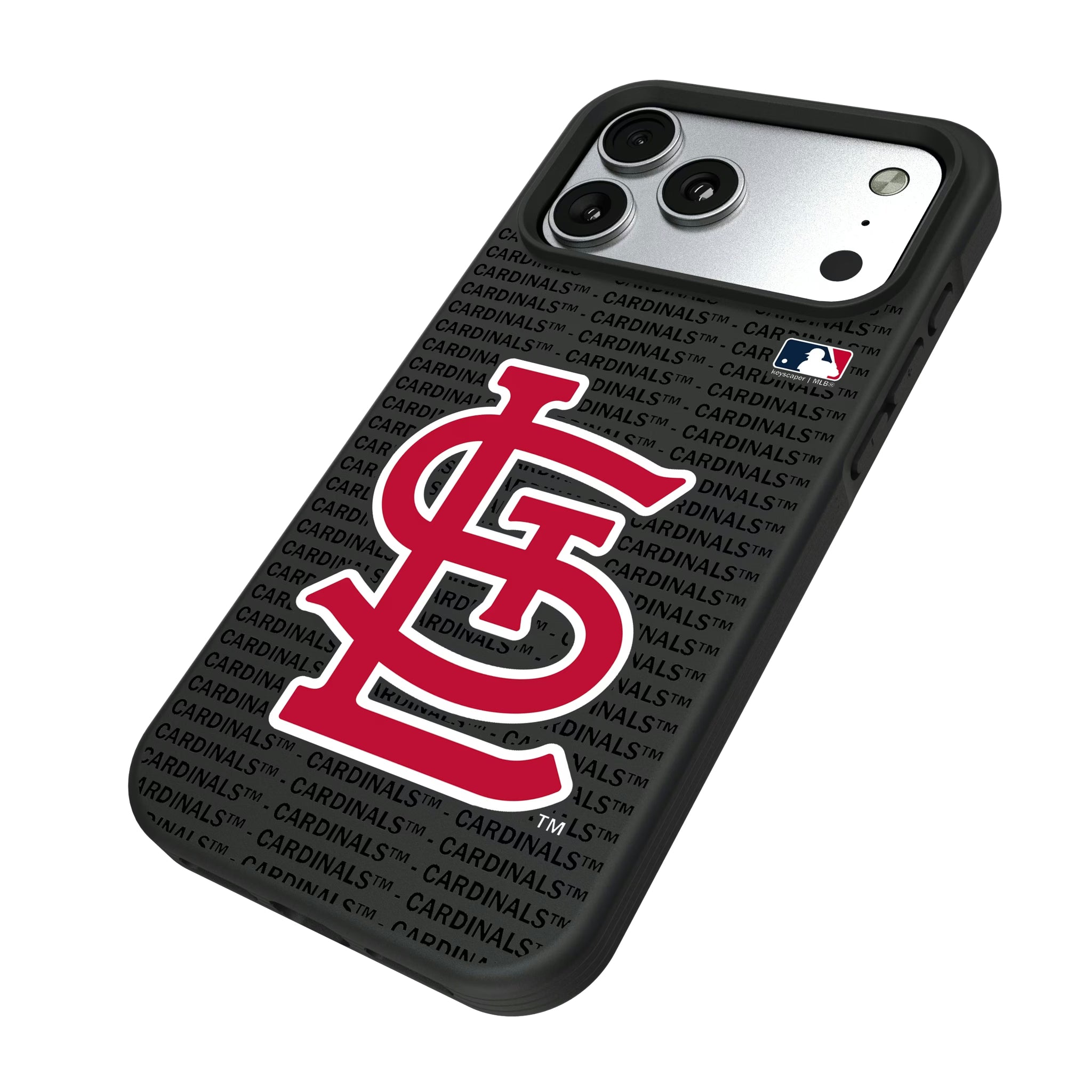 St Louis Cardinals Text Backdrop iPhone Bump Phone Case for Apple iPhone - Isometric View#Device_iPhone 17 Pro Max
