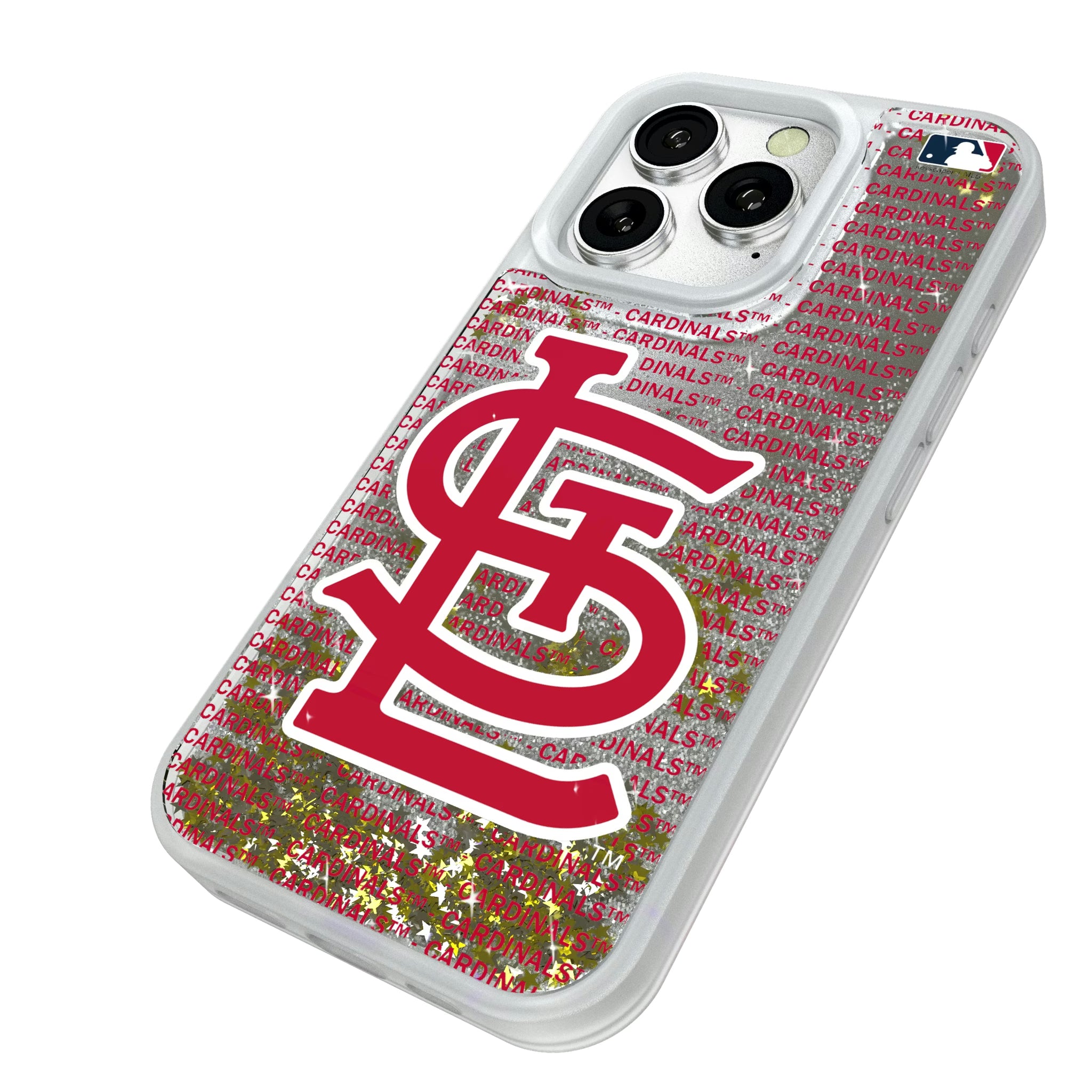 St Louis Cardinals Text Backdrop iPhone Glitter Phone Case for Apple iPhone - Isometric View#Device_iPhone 16 Pro