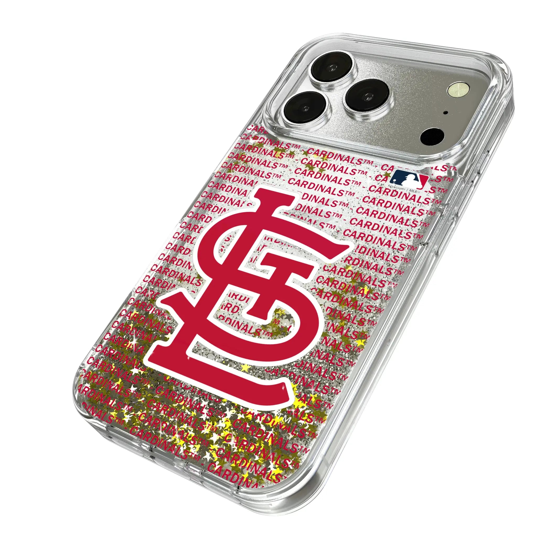 St Louis Cardinals Text Backdrop iPhone Glitter Phone Case for Apple iPhone - Isometric View