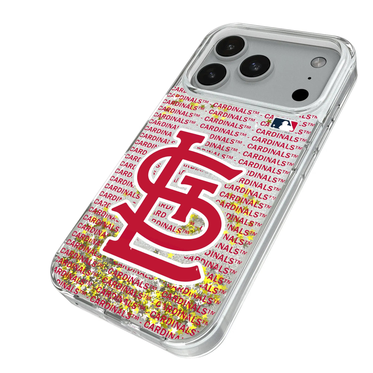 St Louis Cardinals Text Backdrop iPhone Glitter Phone Case for Apple iPhone - Isometric View#Device_iPhone 18 Pro