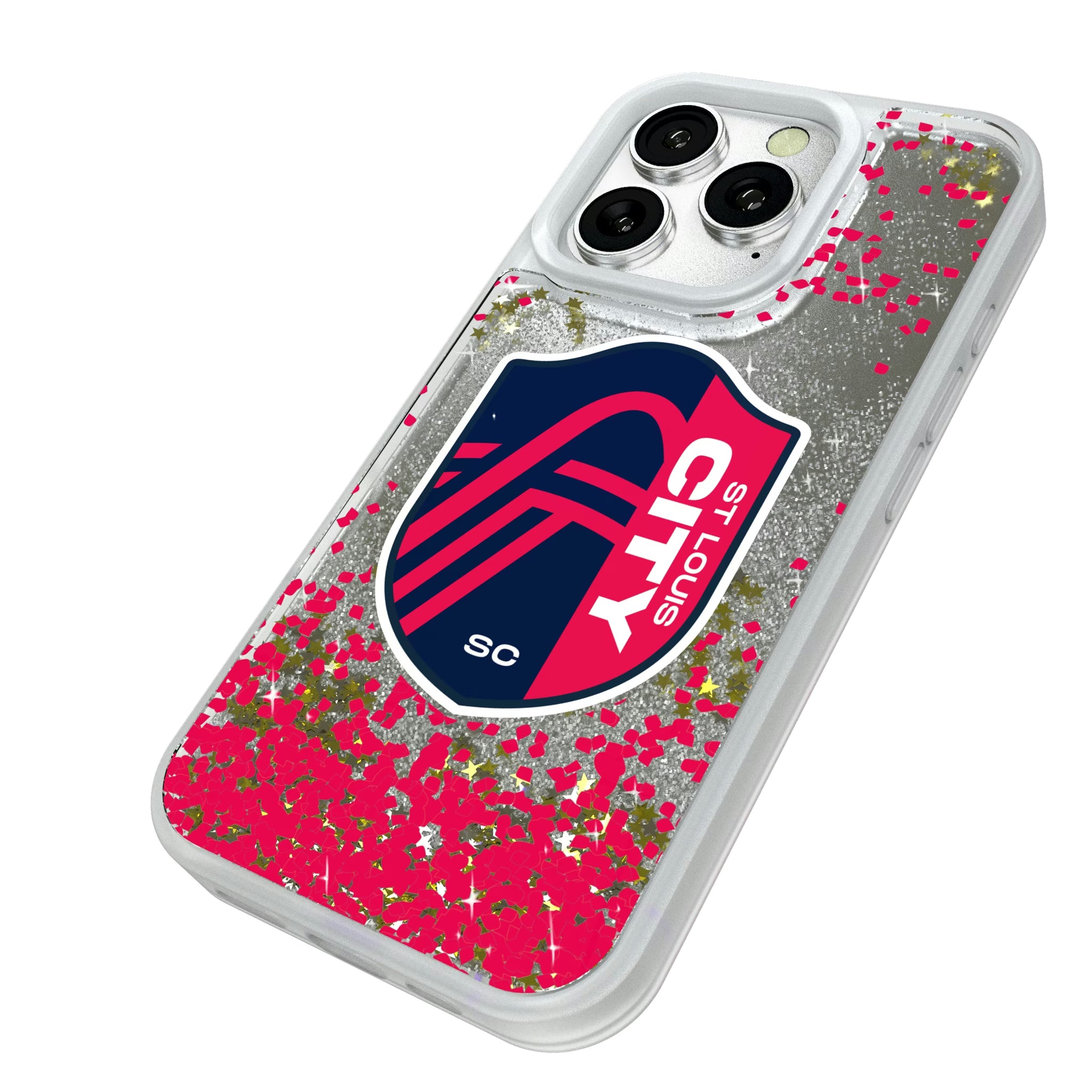 St. Louis CITY SC Confetti iPhone Glitter Phone Case for Apple iPhone - Isometric View#Device_iPhone 16 Pro