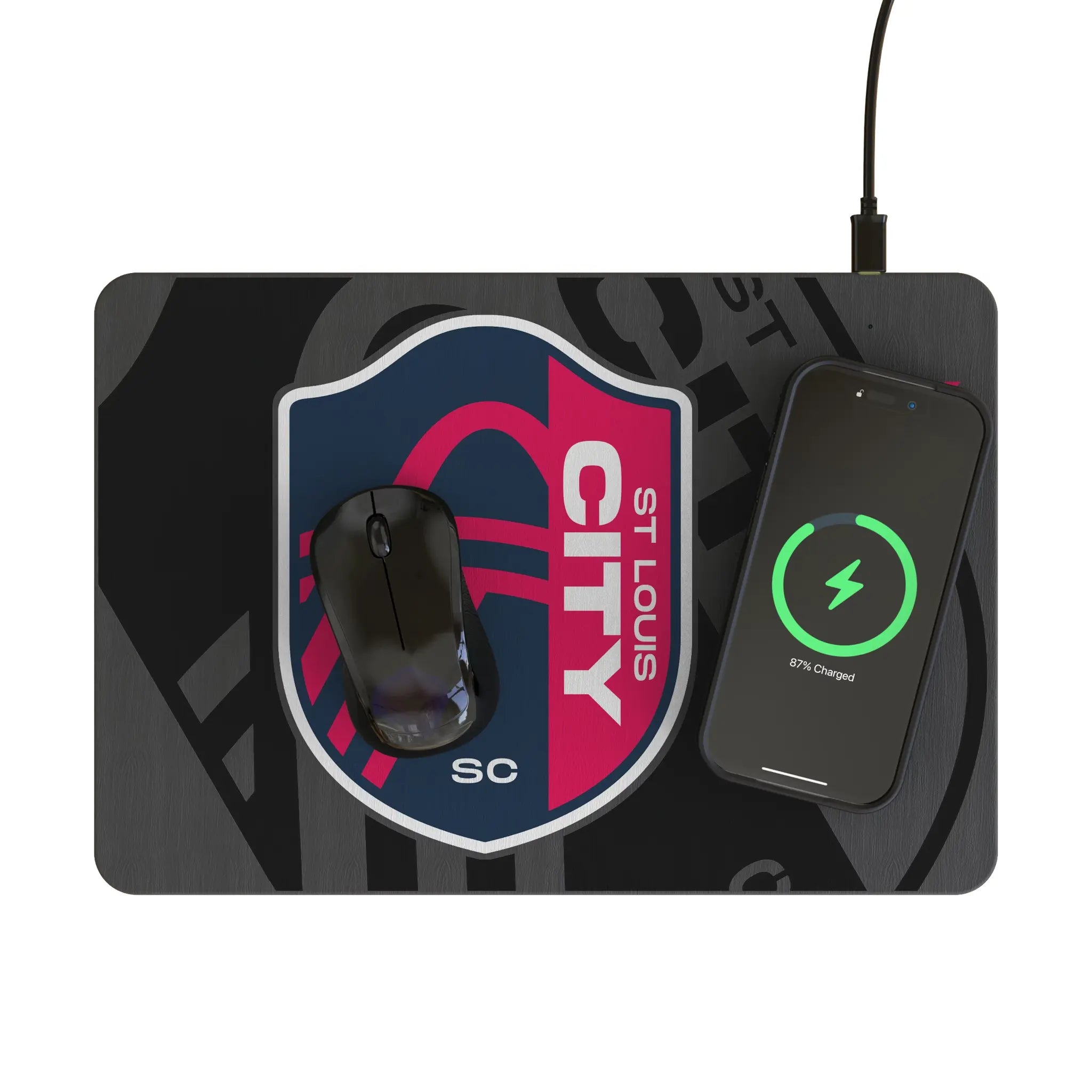 St. Louis CITY SC Monocolor Tilt 15-Watt Wireless Charger and Mouse Pad - Lifestyle