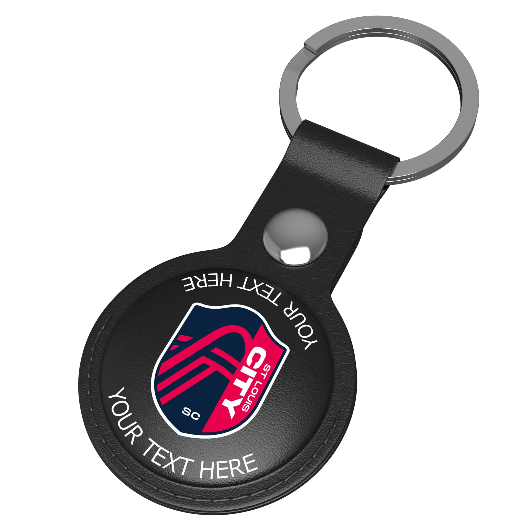 St. Louis CITY SC Personalized Insignia AirTag Black Airtag Holder - Isometric View
