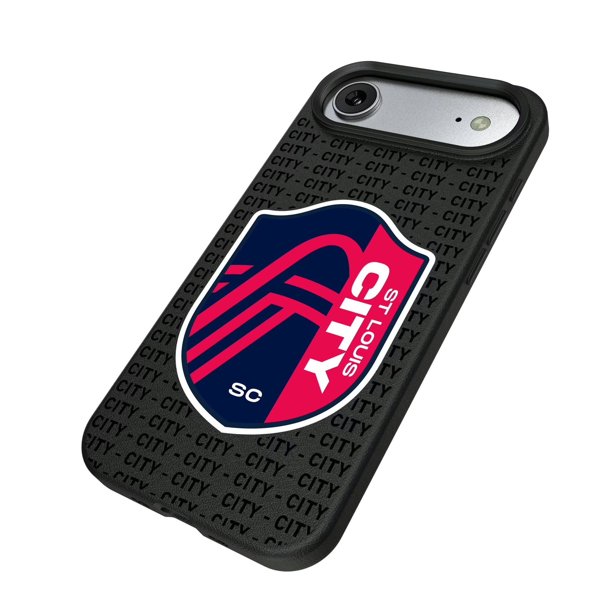 St. Louis CITY SC Text Backdrop iPhone MagSafe Compatible Phone Case for Apple iPhone - Isometric View#Device_iPhone Air
