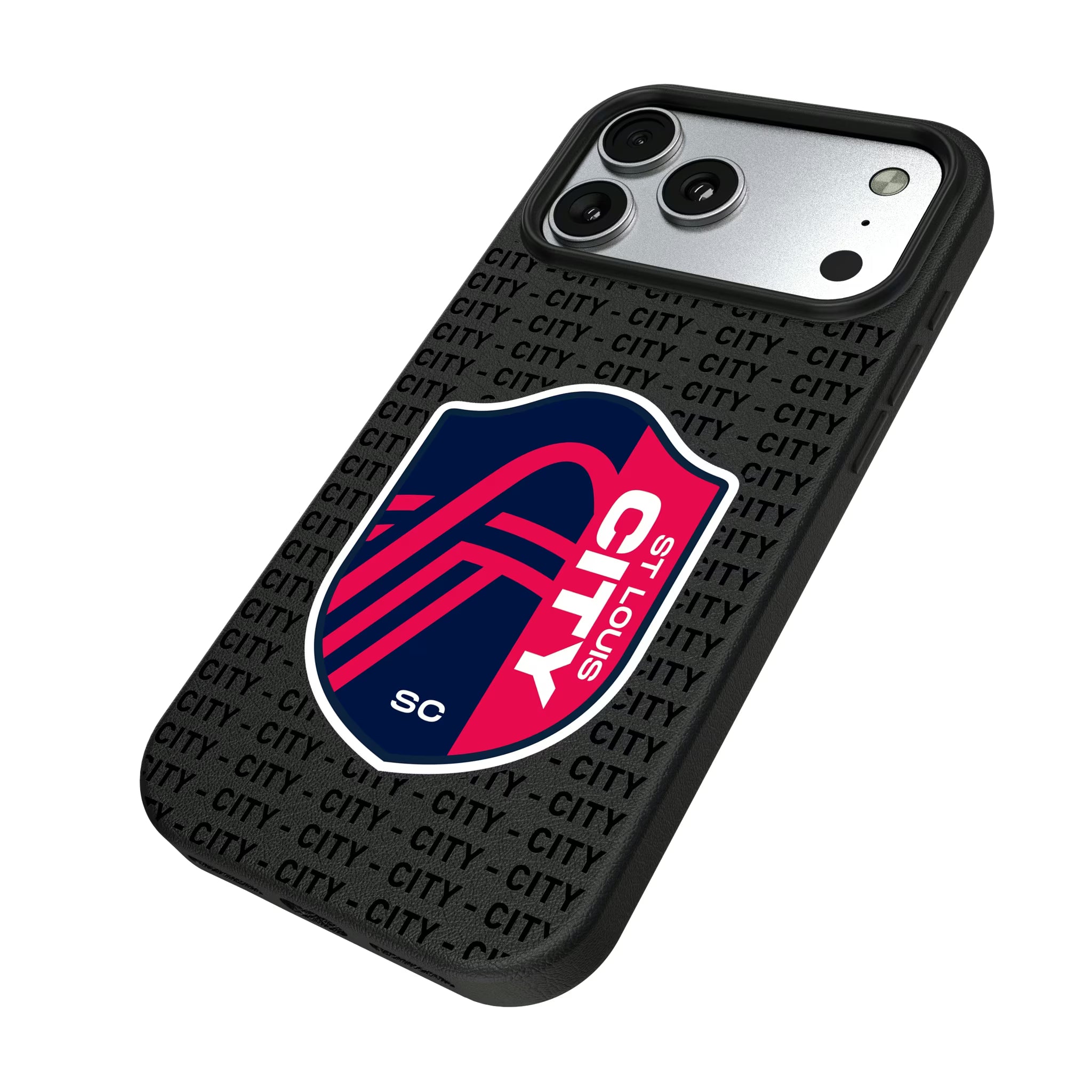 St. Louis CITY SC Text Backdrop iPhone MagSafe Compatible Phone Case for Apple iPhone - Isometric View#Device_iPhone 17 Pro Max