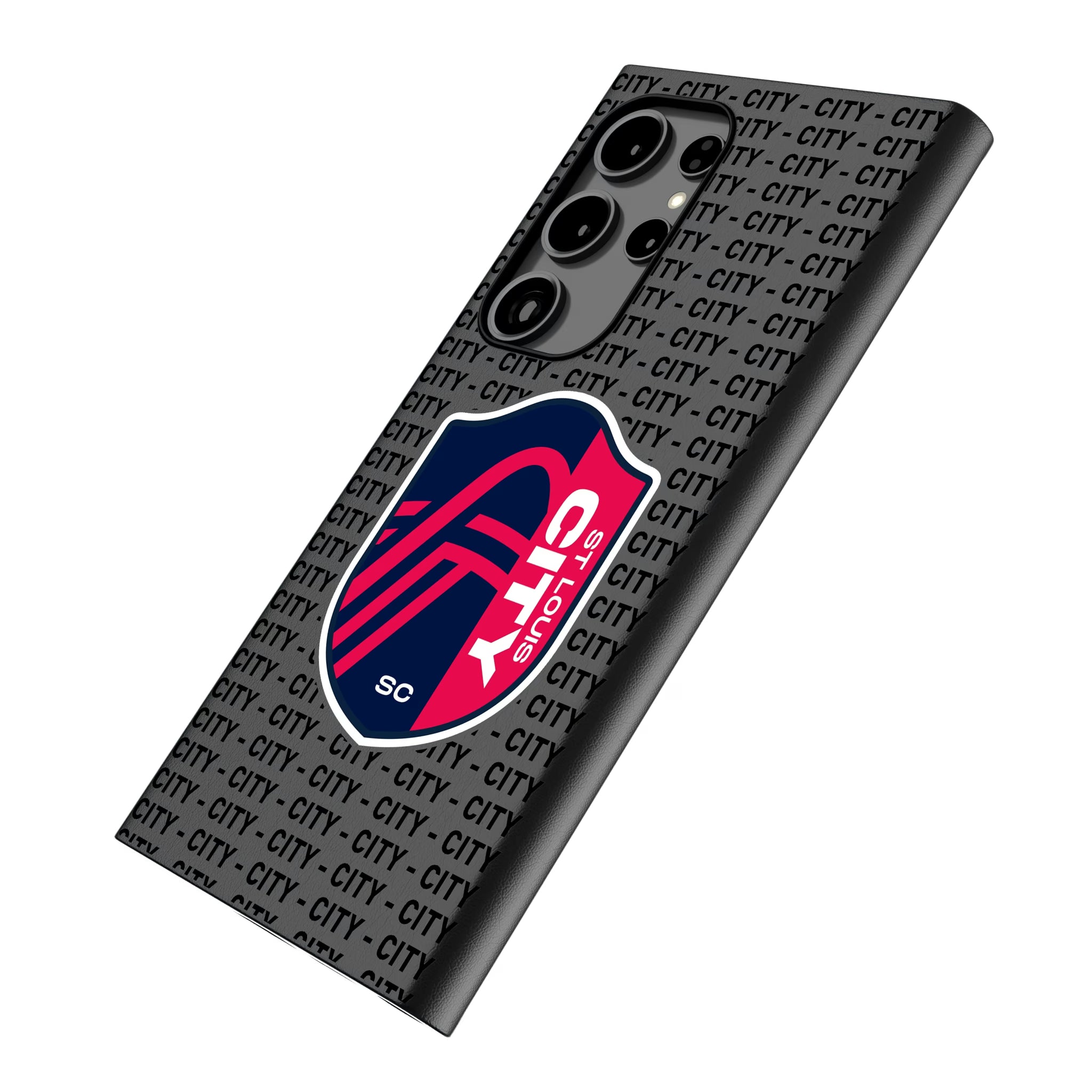 St. Louis CITY SC Text Backdrop Galaxy MagSafe Compatible Phone Case for Samsung Galaxy - Isometric View