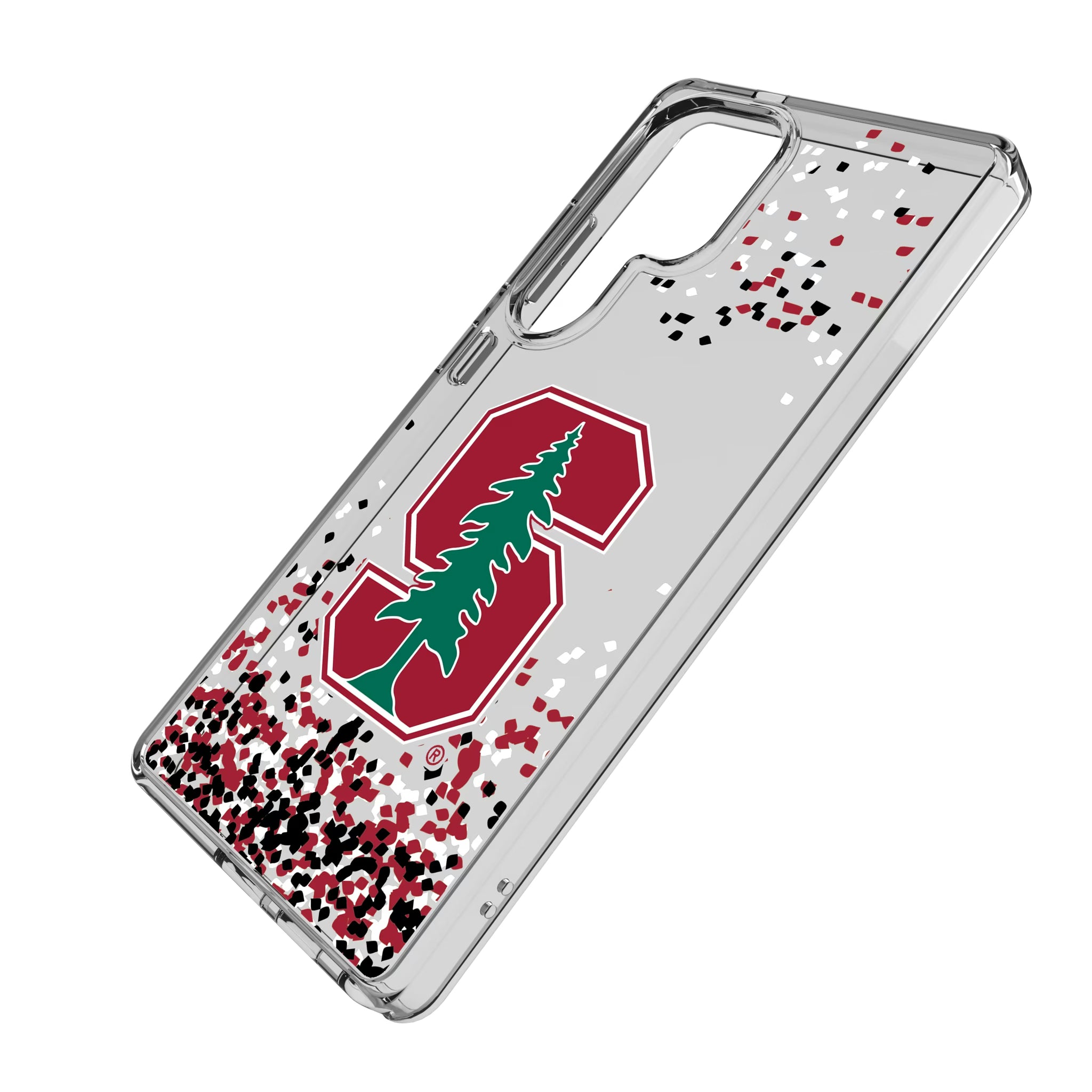 Stanford University Cardinal Confetti Galaxy Clear Phone Case for Samsung Galaxy - Isometric View