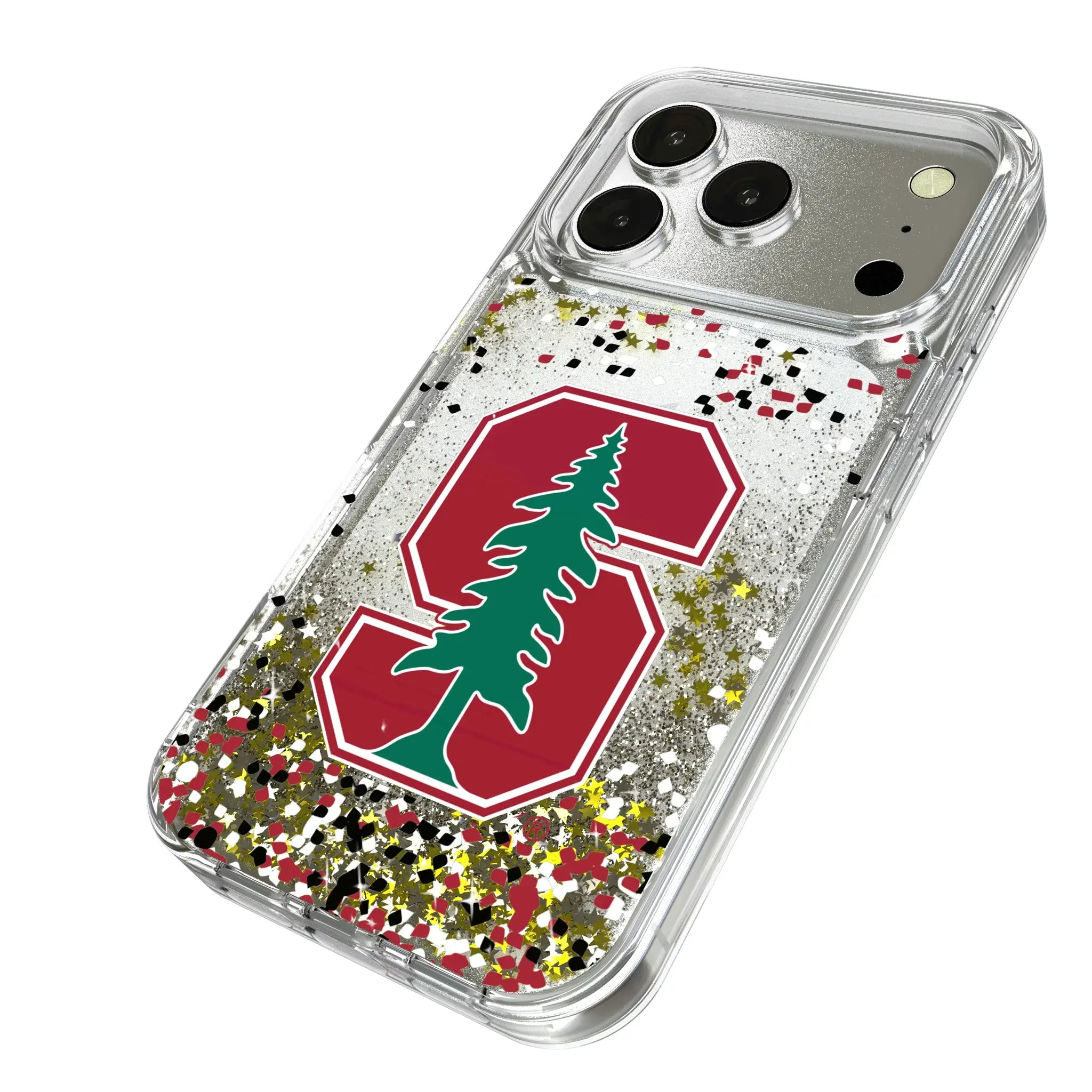 Stanford University Cardinal Confetti iPhone Glitter Phone Case for Apple iPhone - Isometric View